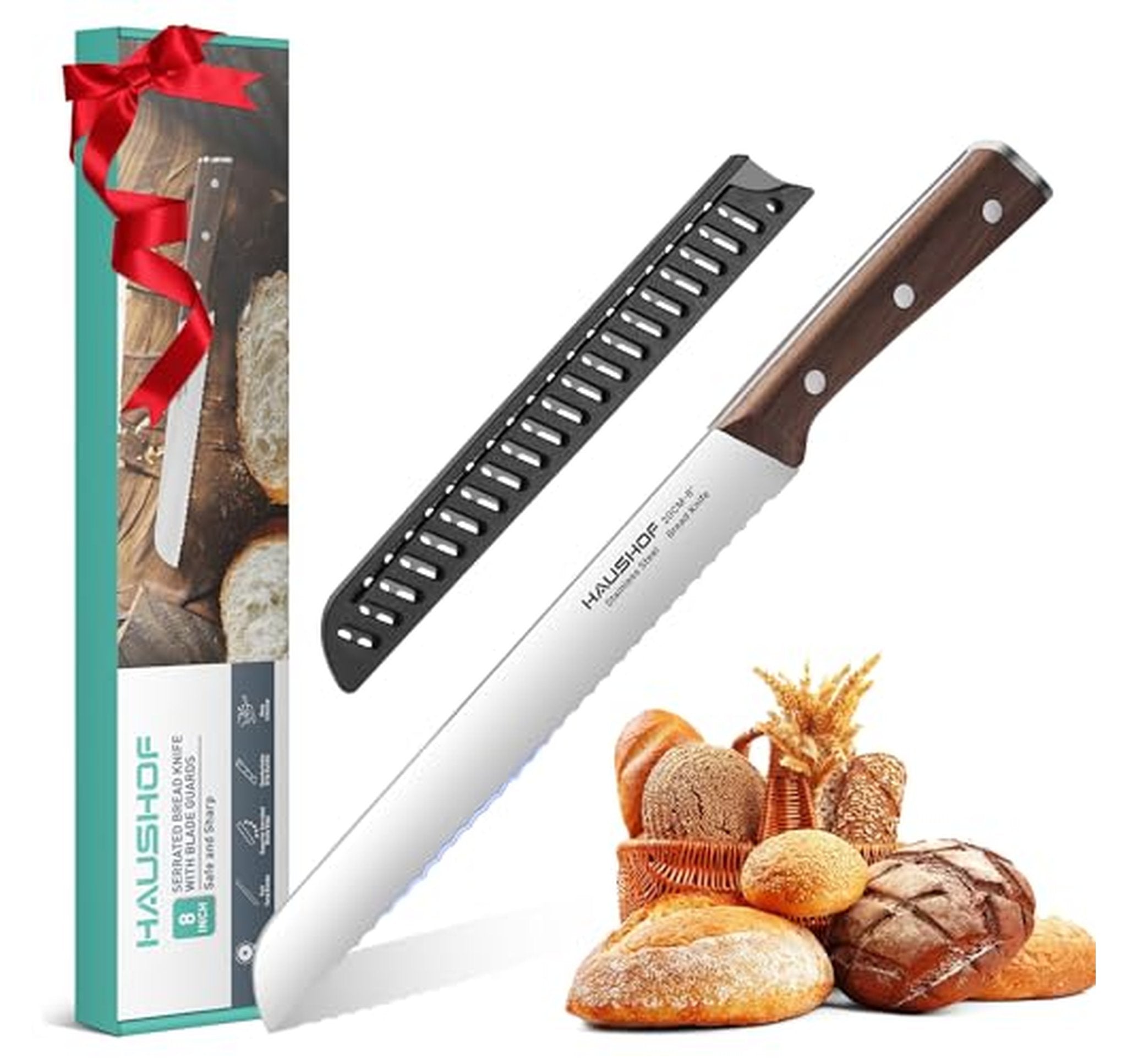 8-Inch Serrated Bread Knife with Sheath