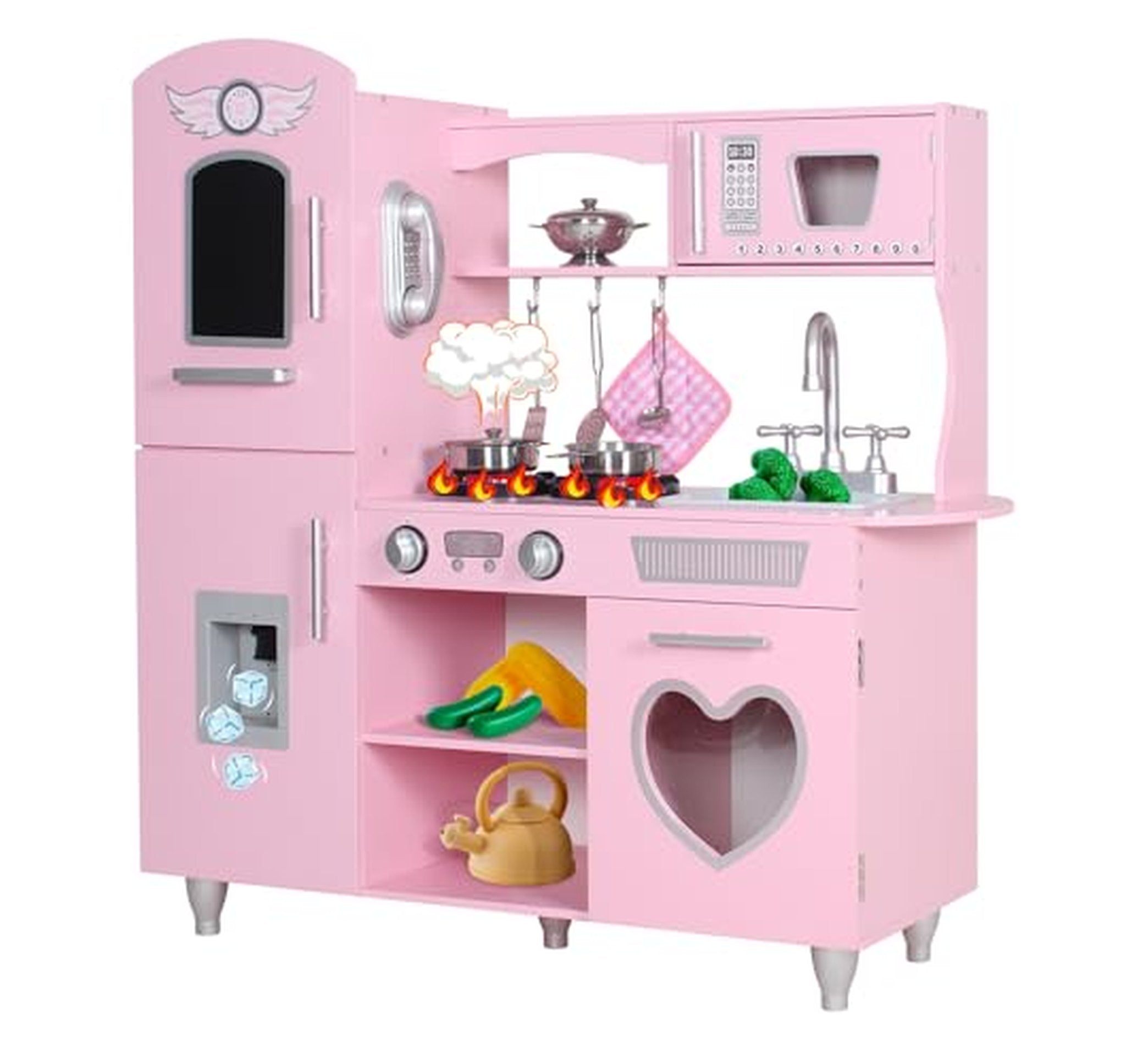 Wooden Play Kitchen Set with Lights and Sounds
