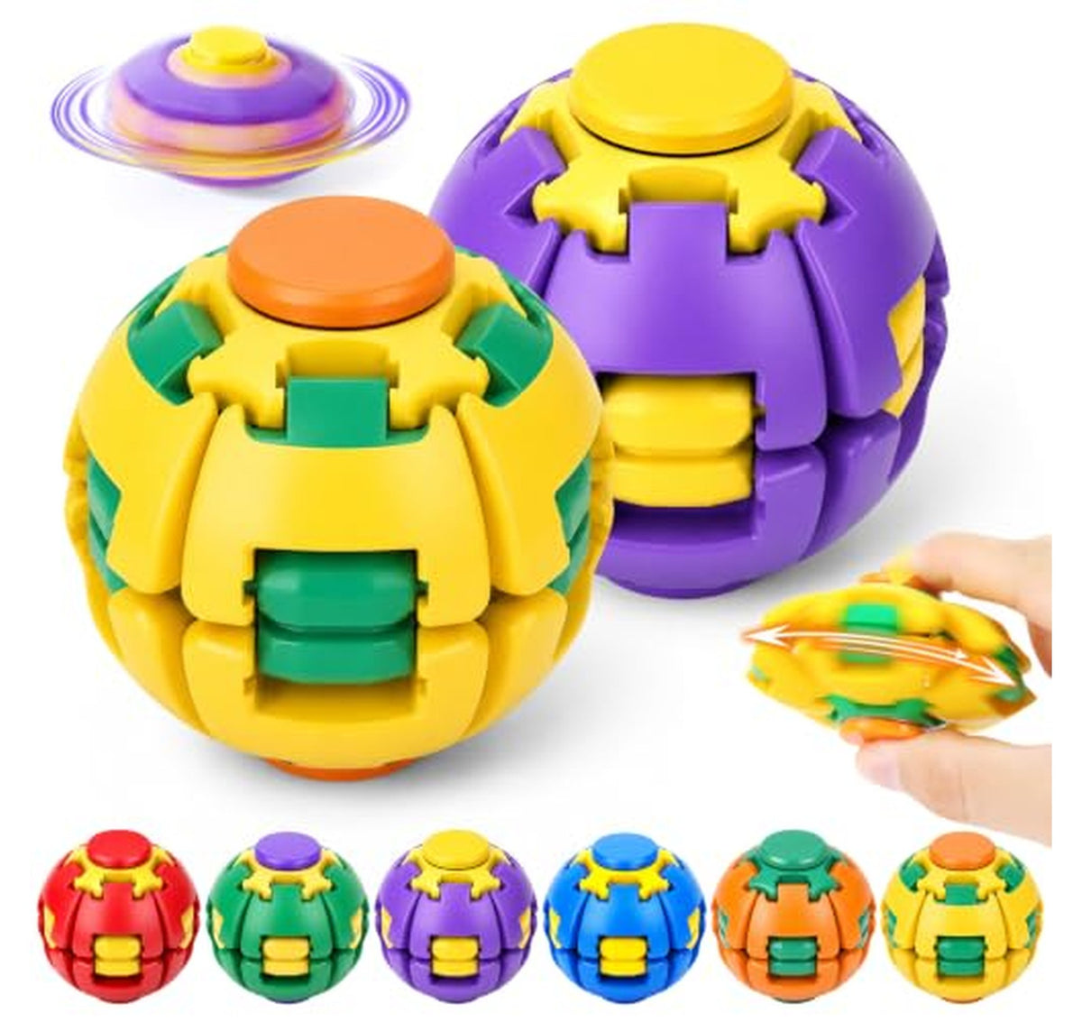 2 Pack Press to Spin Sensory Fidget Spinner Toys