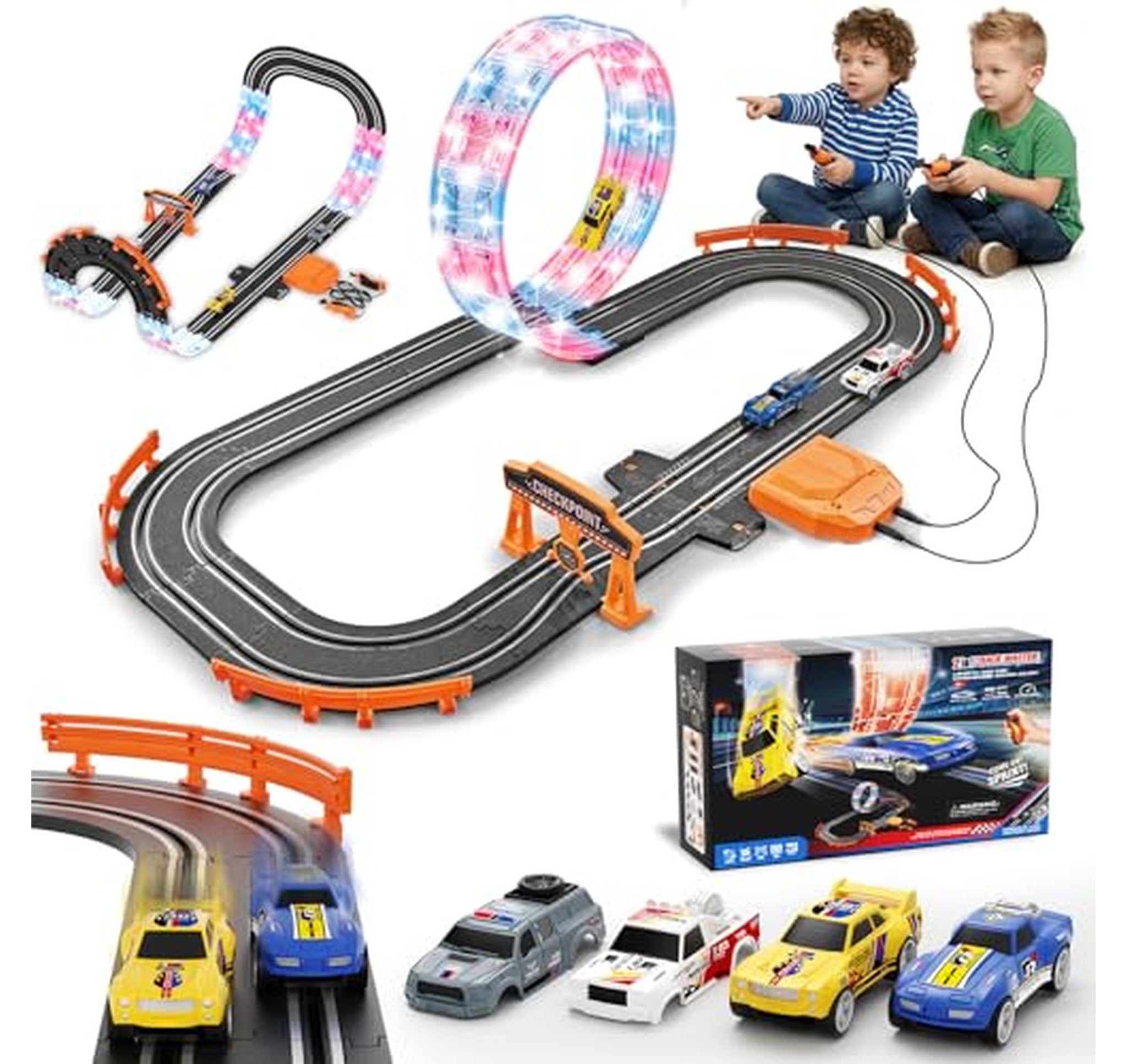 2-in-1 Electric Slot Car Racing Track Set