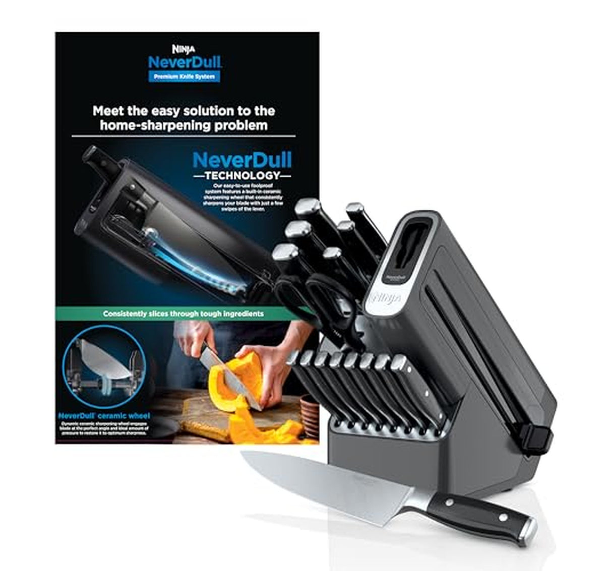 Ninja NeverDull 17-Piece Knife Block Set with Sharpener