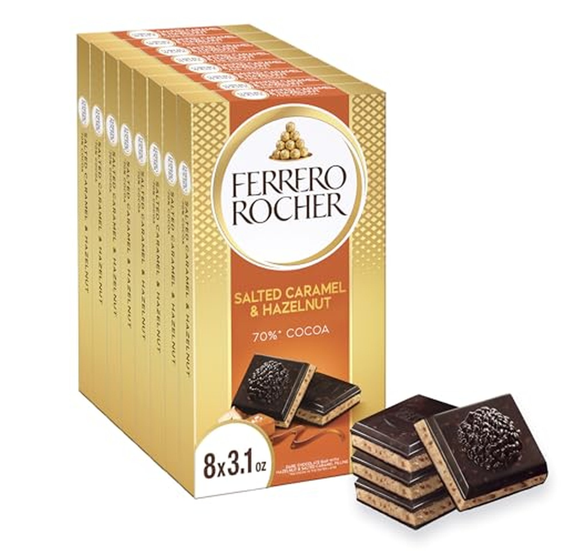 8 Pack Ferrero Rocher Dark Chocolate Hazelnut Bars