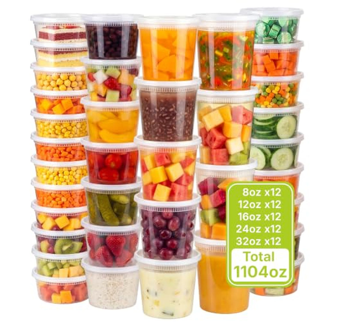 60 Pack Leakproof Deli Food Storage Containers