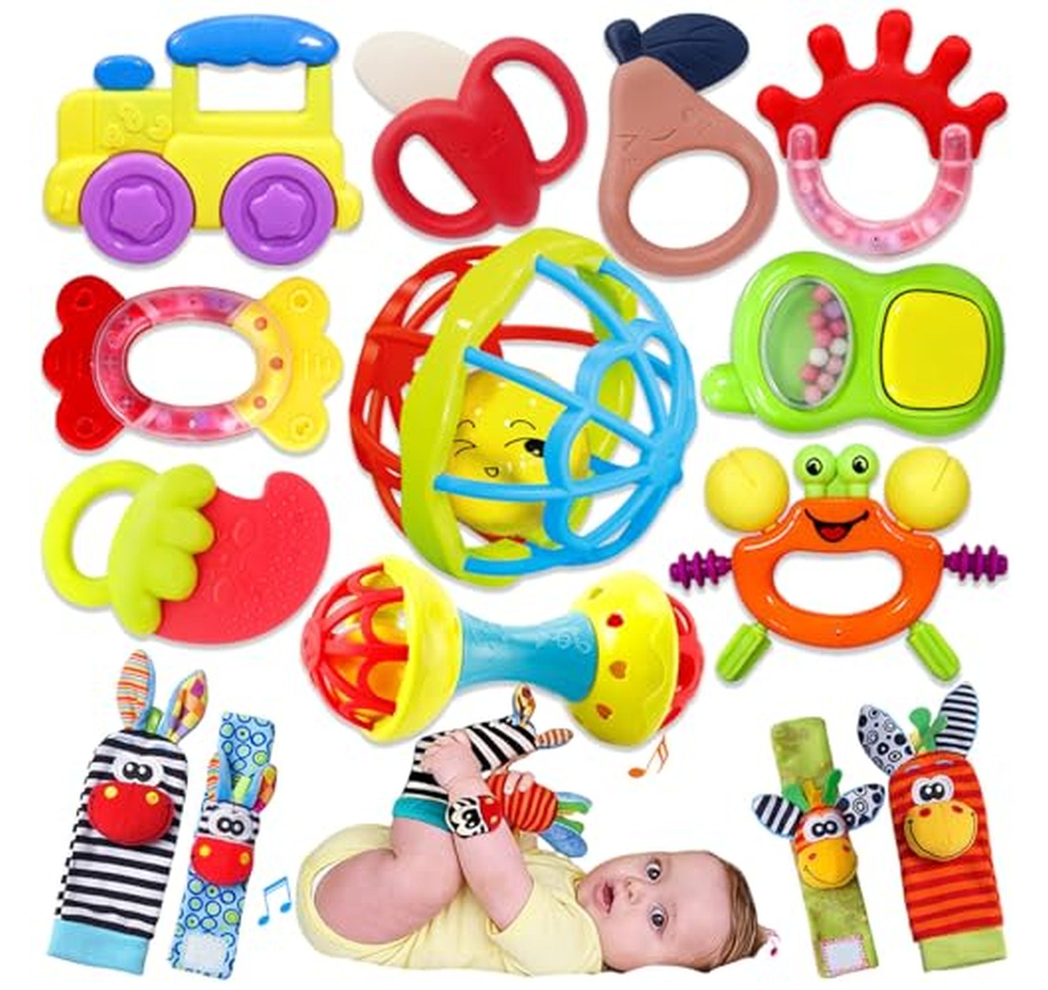 Baby Rattle and Teething Toy Set for Infants