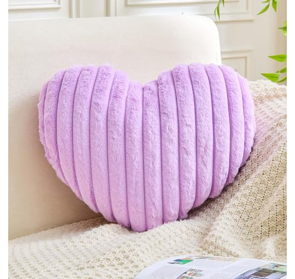 Fluffy Faux Fur Heart Decorative Throw Pillow