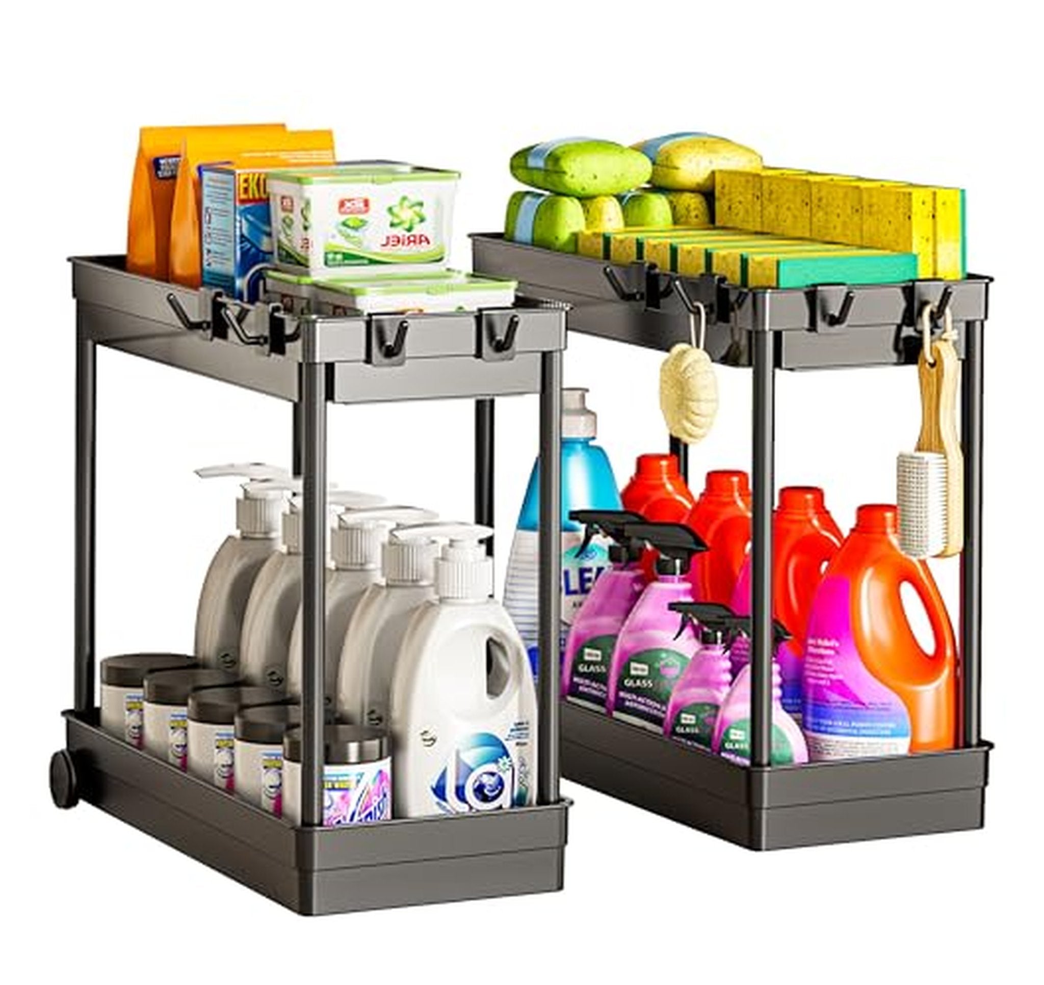 2 Pack Under Sink 2-Tier Cabinet Organizers