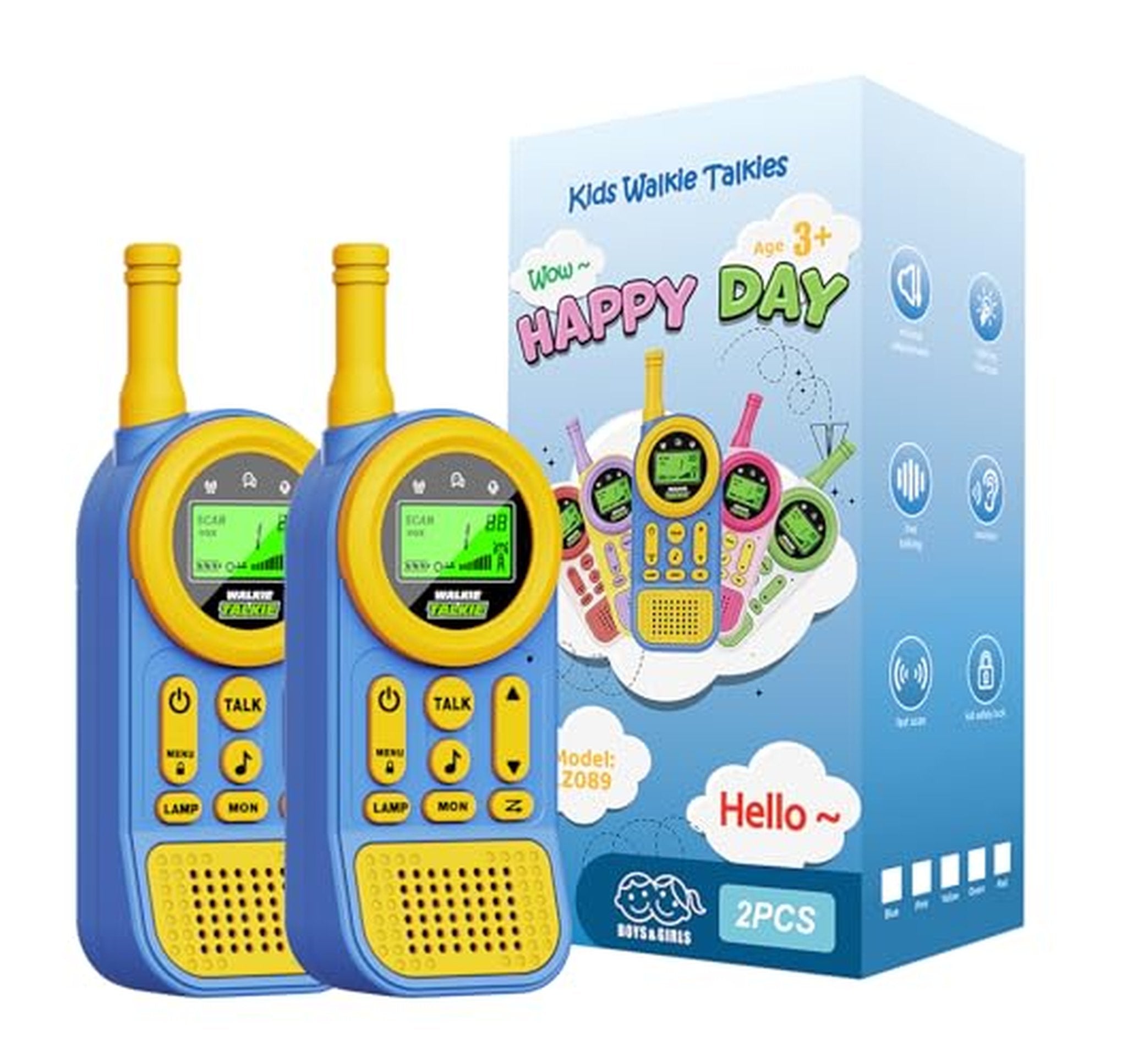 2 Pack Kids Walkie Talkies 3 Mile Range