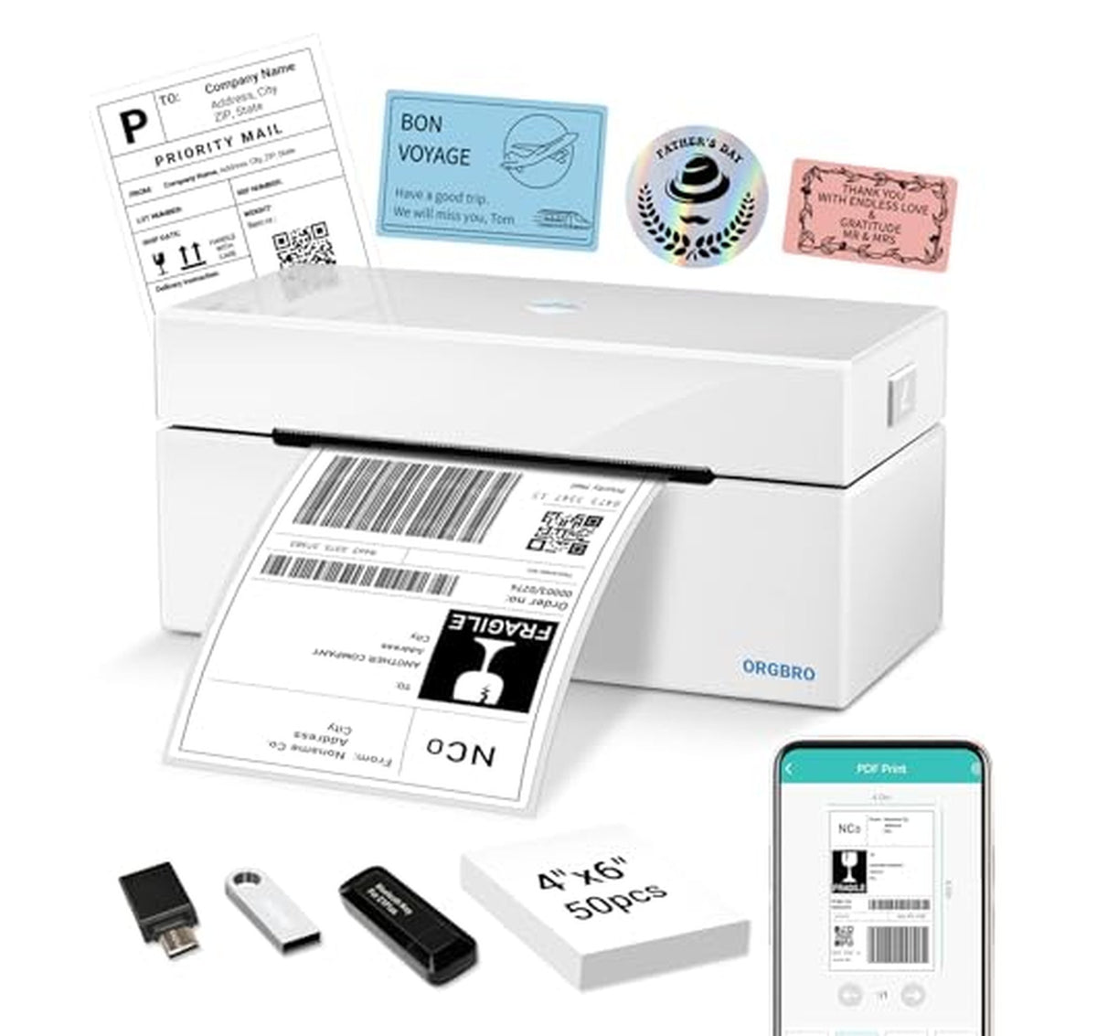 Bluetooth Thermal Shipping Label Printer 4x6