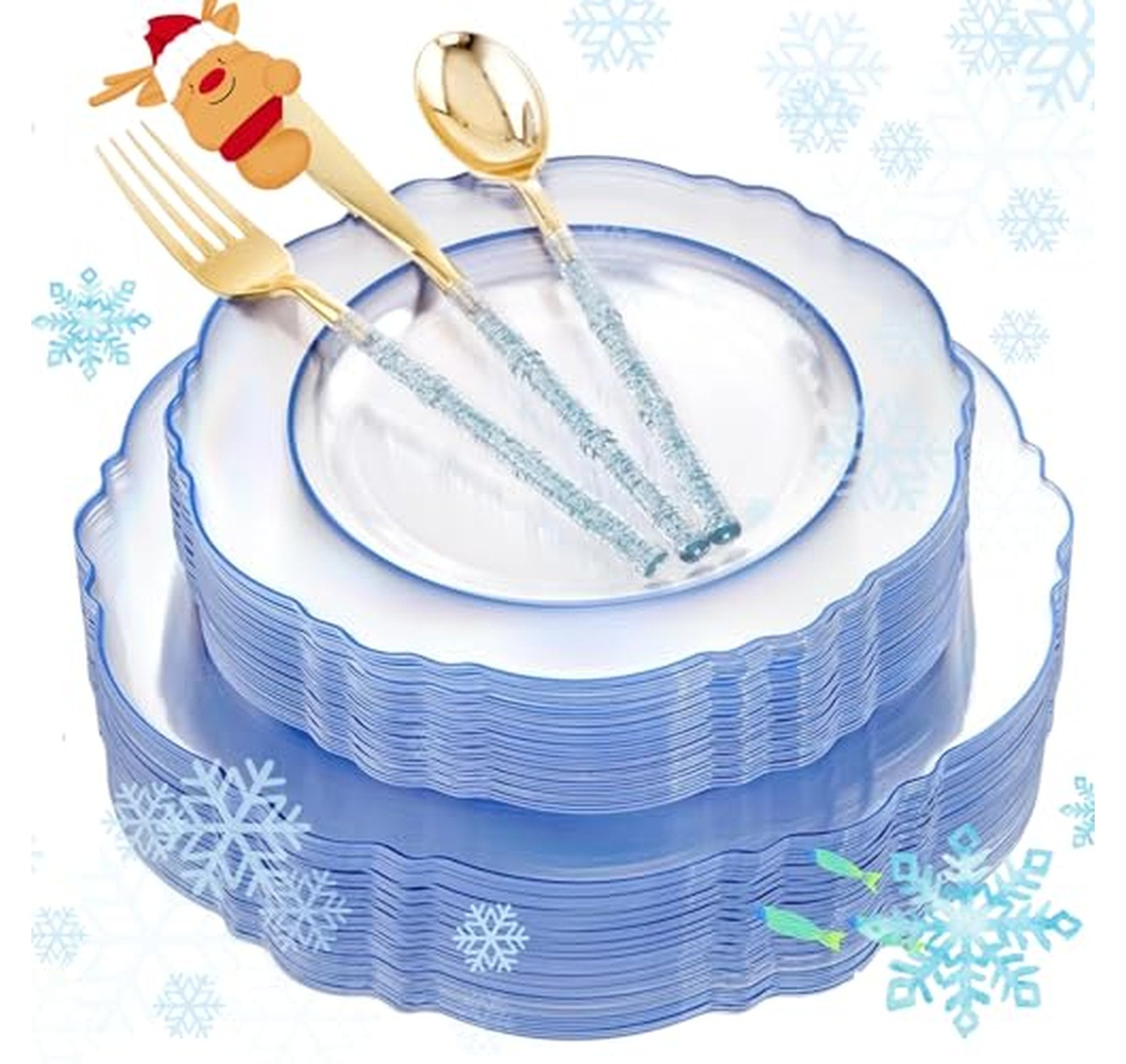 150 Count Disposable Plastic Plates and Cutlery Set