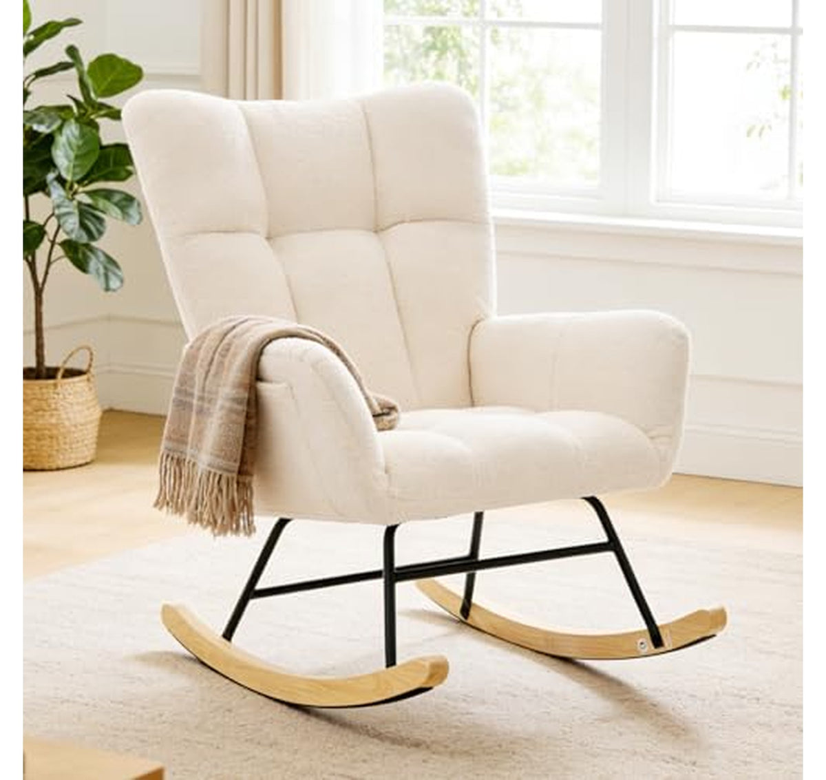 Nursery Rocking Chair Teddy Upholstered Glider Rocker