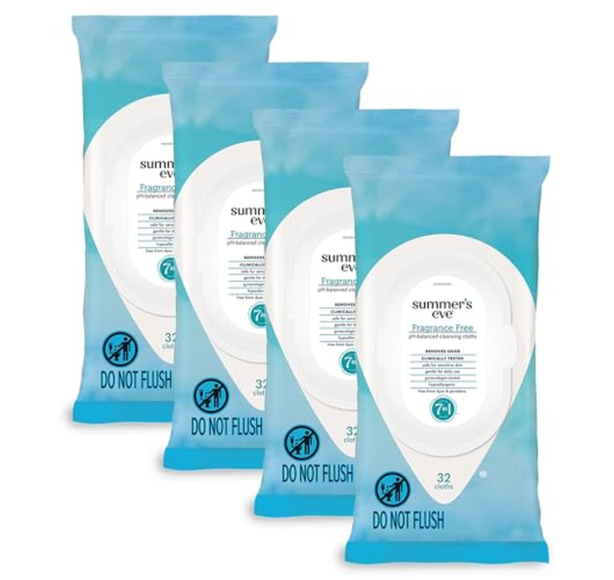 4 Pack Summer's Eve Fragrance Free Feminine Wipes