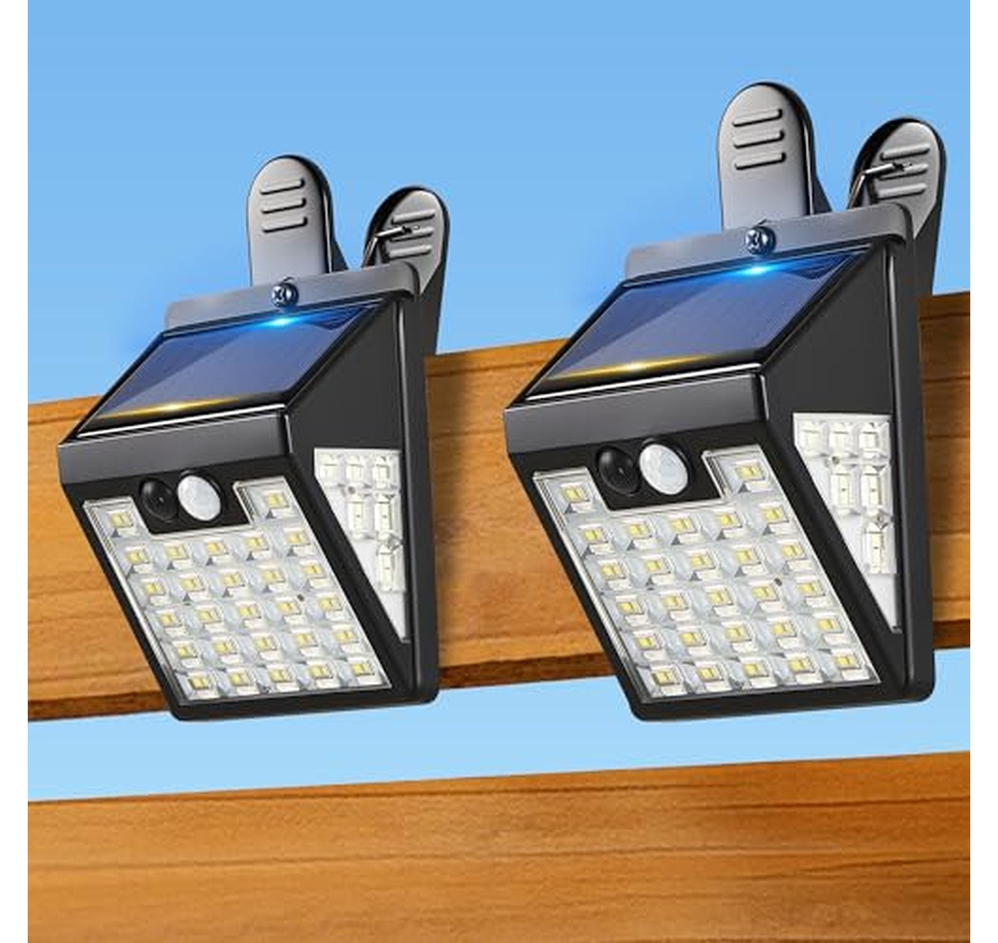 2 Pack Solar Motion Sensor Outdoor Fence Lights