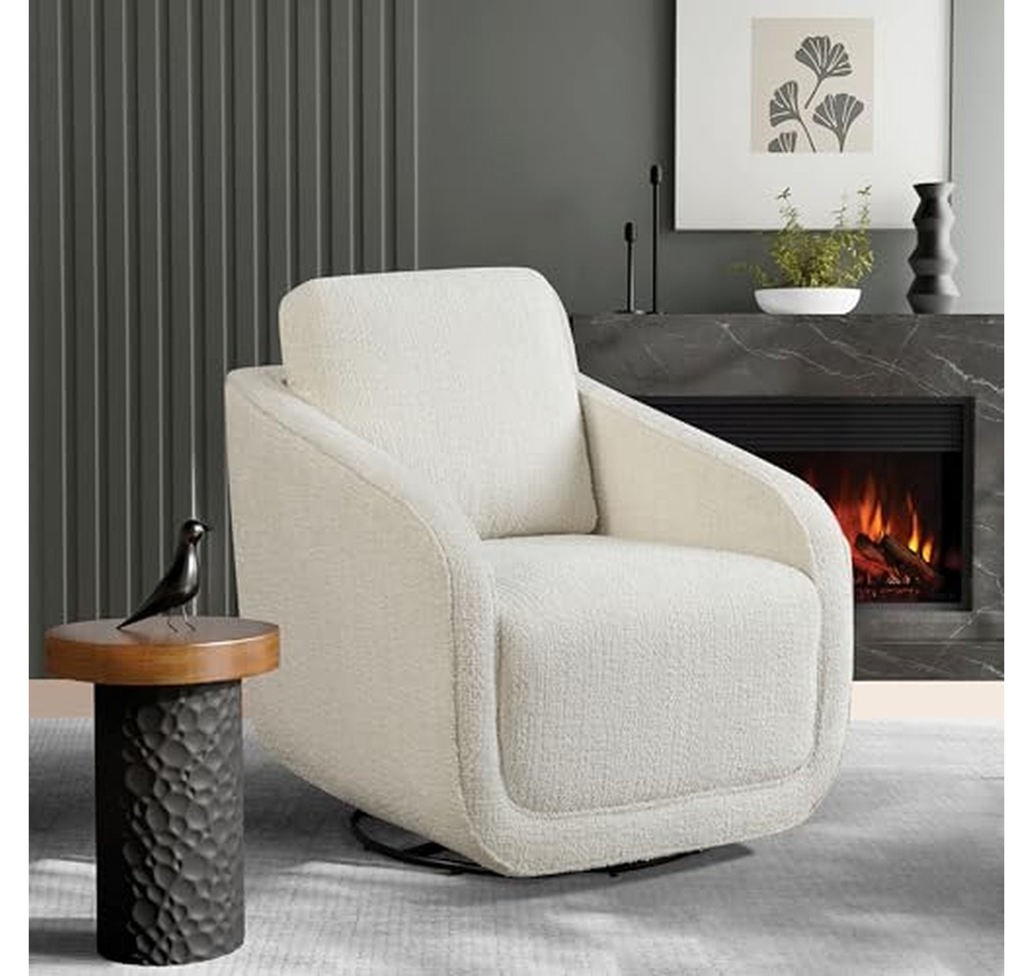 Modern Swivel Accent Chair with Chenille Upholstery