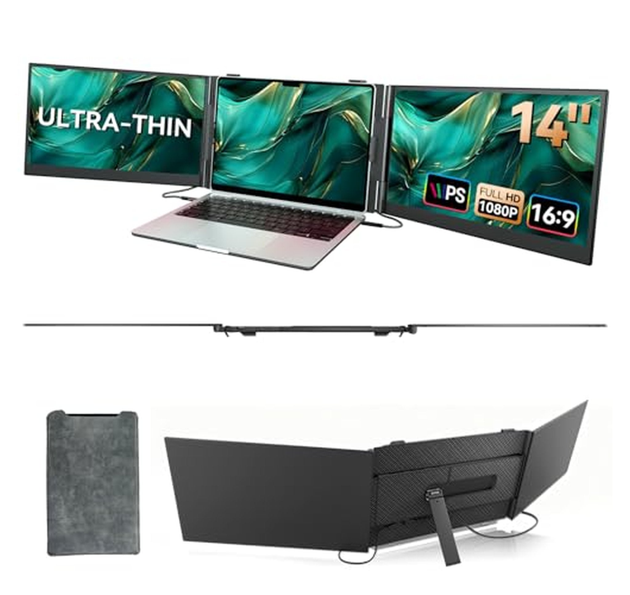 14-Inch 1080p IPS Triple Laptop Screen Extender