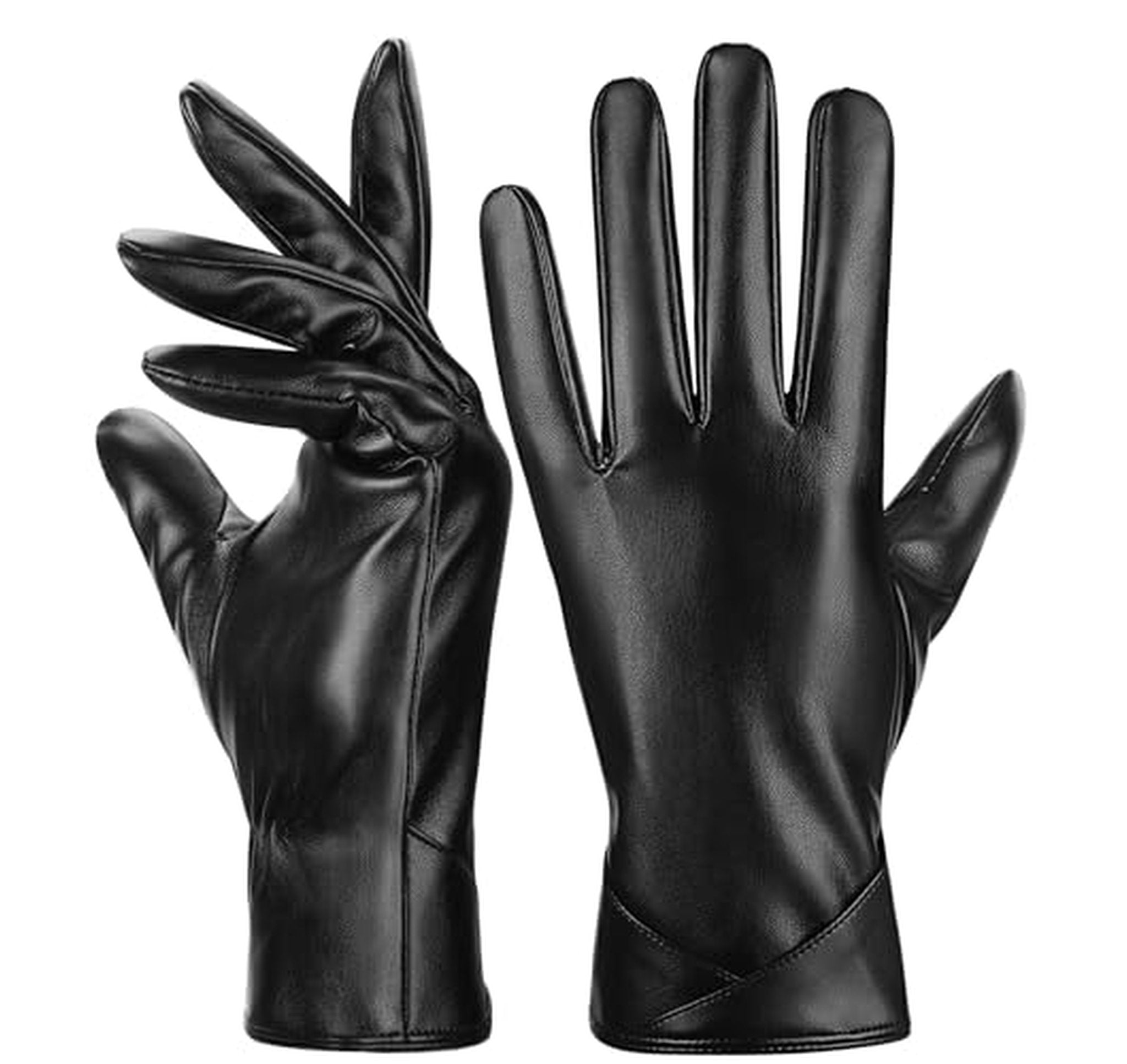 Touchscreen PU Leather Winter Gloves for Women
