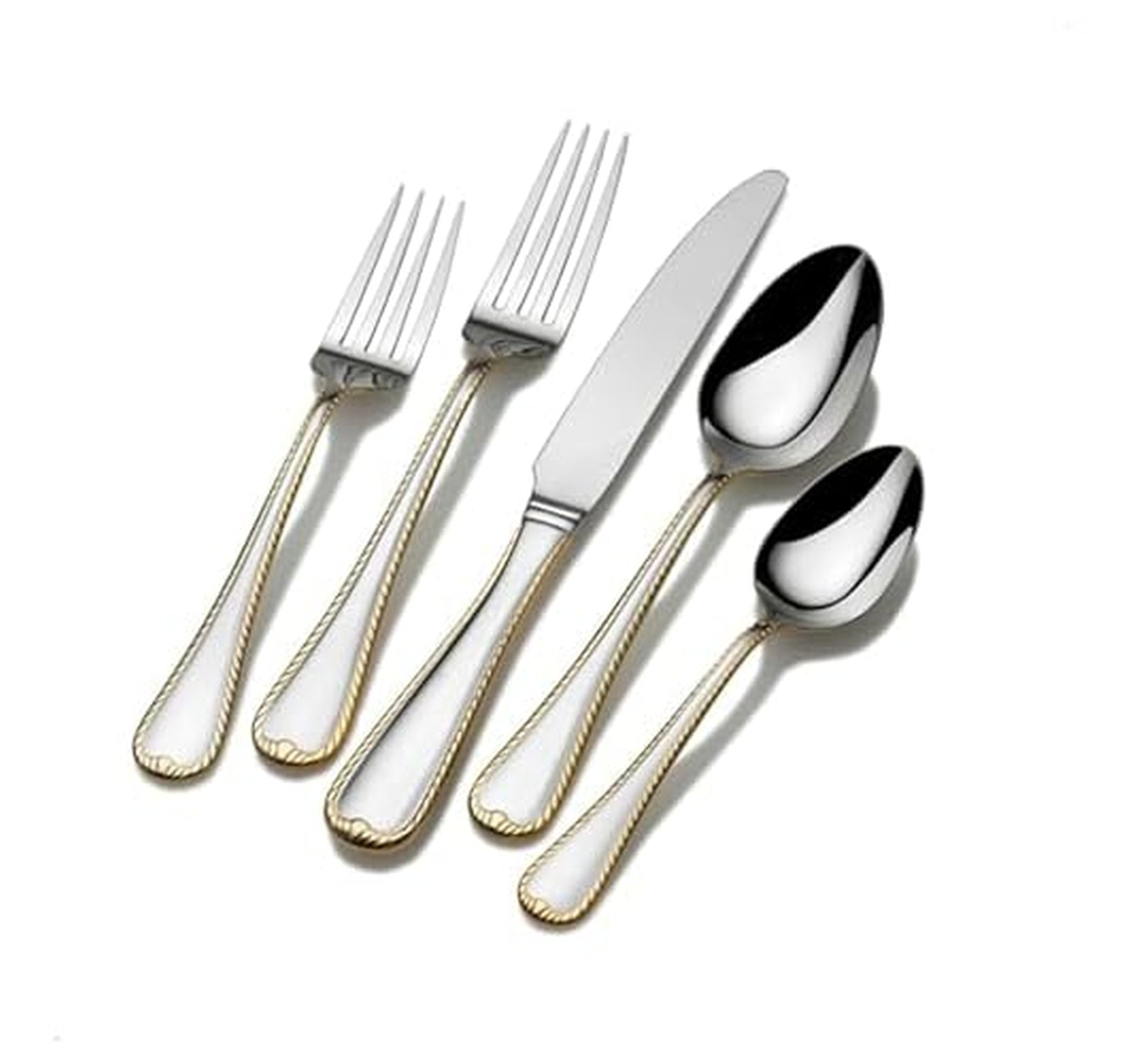 Mikasa Cameo Gold 65-Piece Stainless Steel Flatware Set