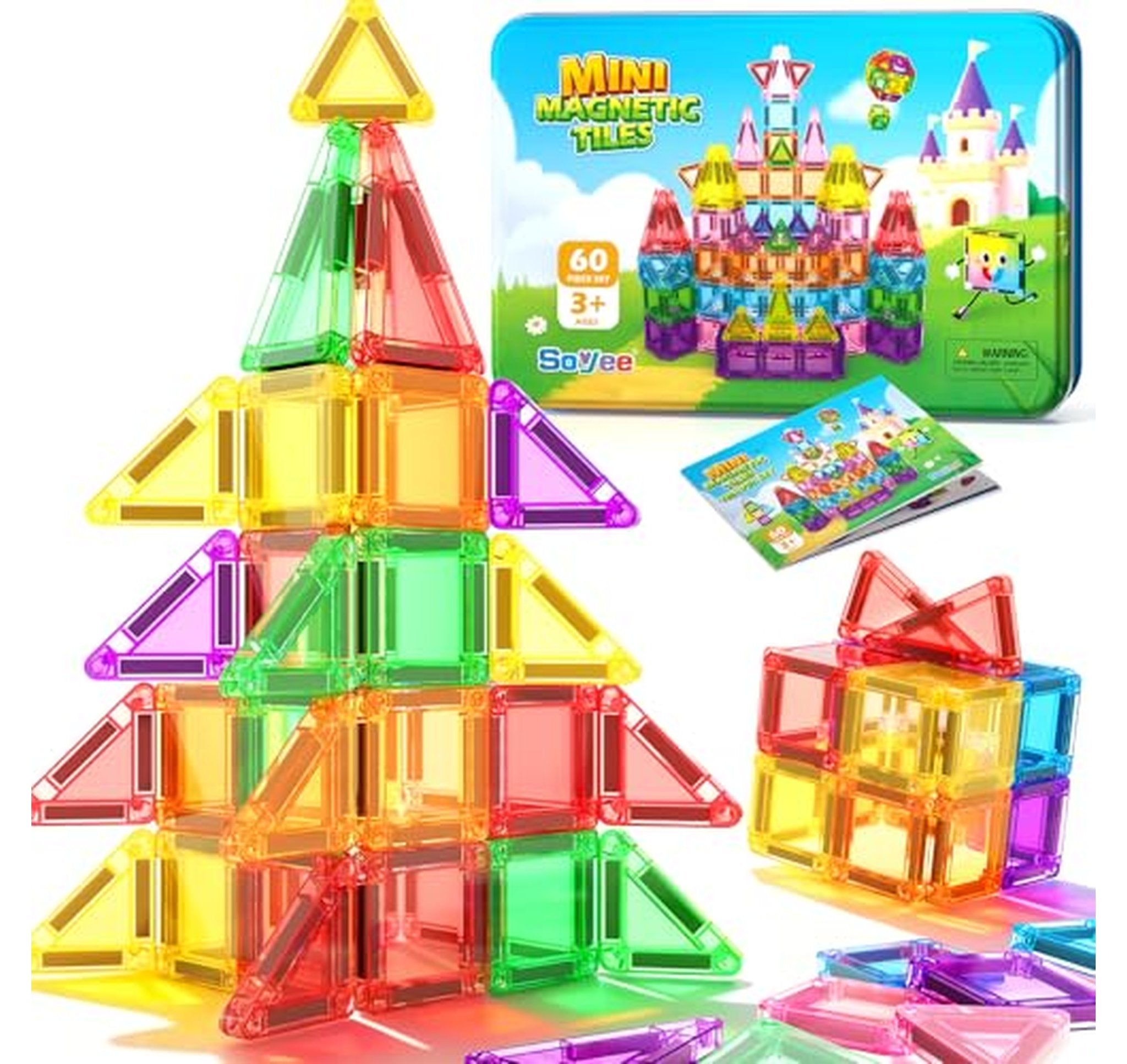 60 Piece Magnetic Tiles Travel STEM Building Set