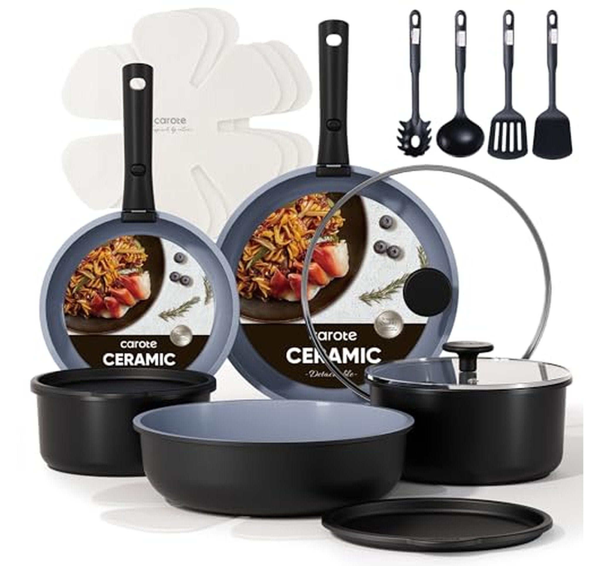 19 Piece Nonstick Ceramic Pots and Pans Set