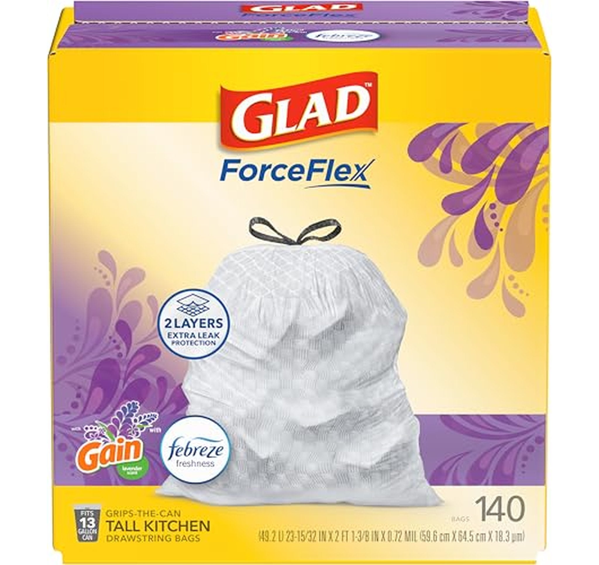 Glad ForceFlex 13 Gallon Kitchen Trash Bags (140 Count)