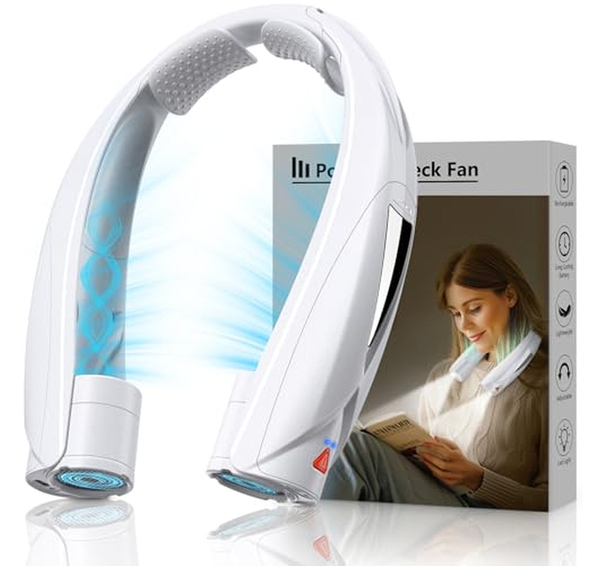 Rechargeable Neck Fan with LED Book Light