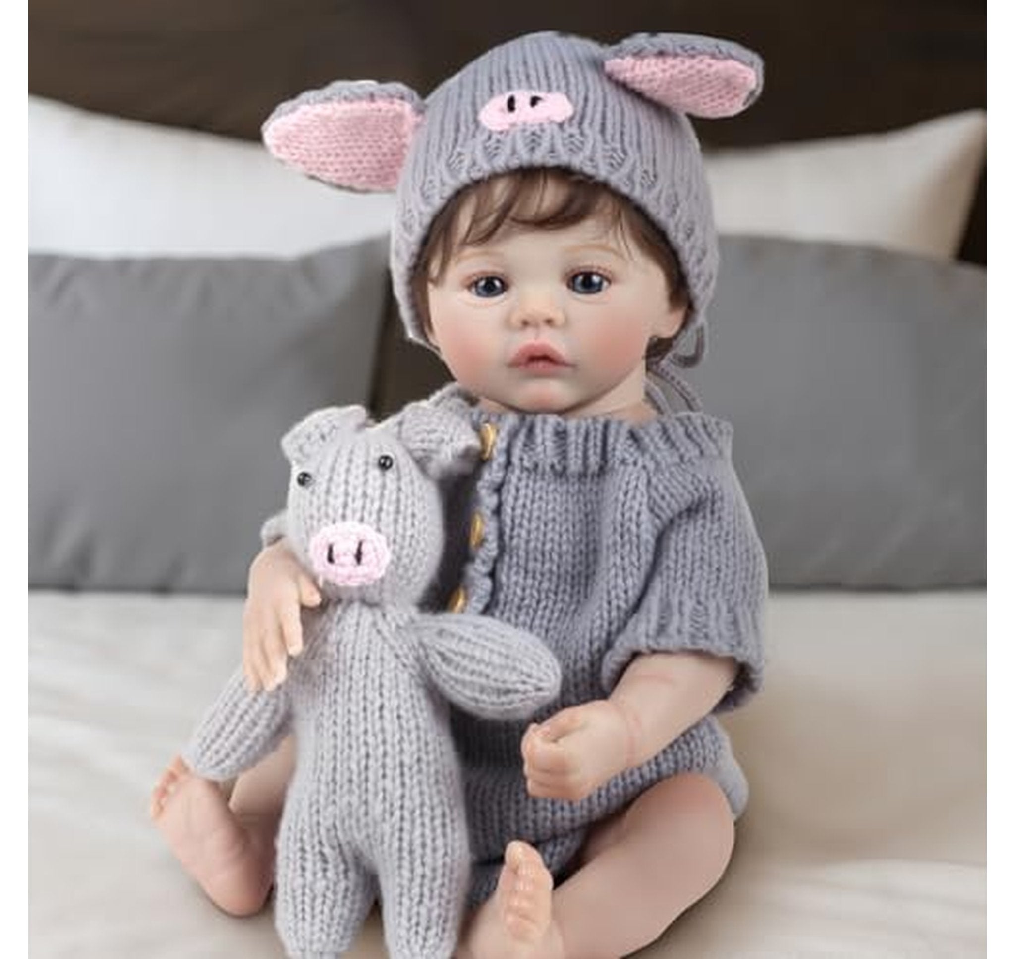 Realistic Reborn Baby Doll with Hair and Care Set