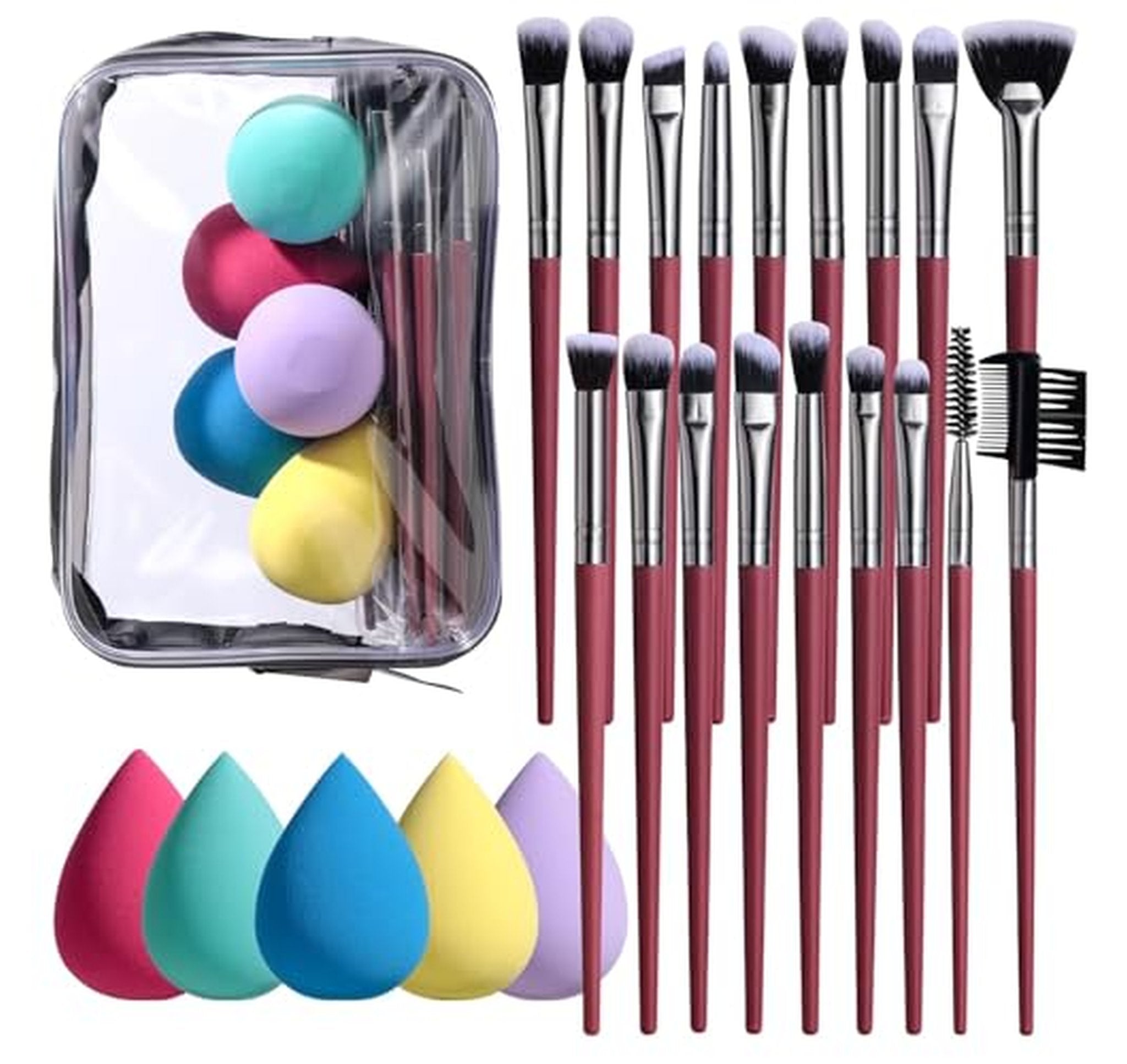 18 Piece Eye Makeup Brush Set with Sponges