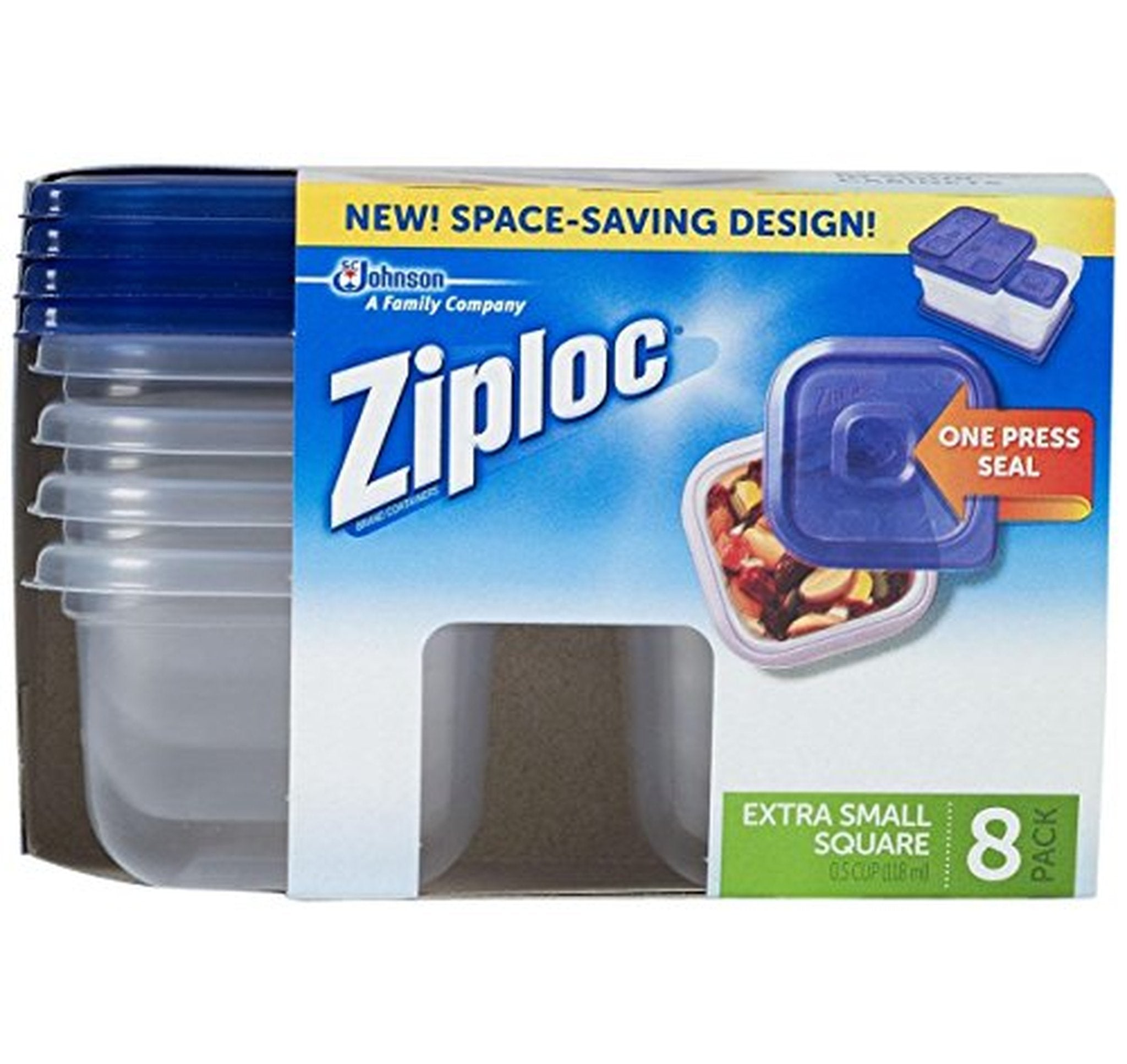 8 Pack Ziploc Extra Small Square Food Containers