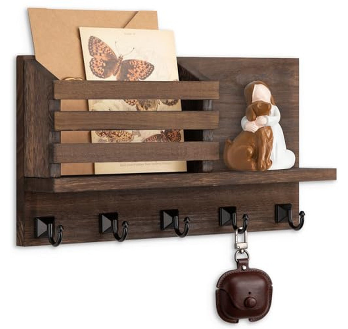 Wall Mounted Mail and Key Holder with Shelf