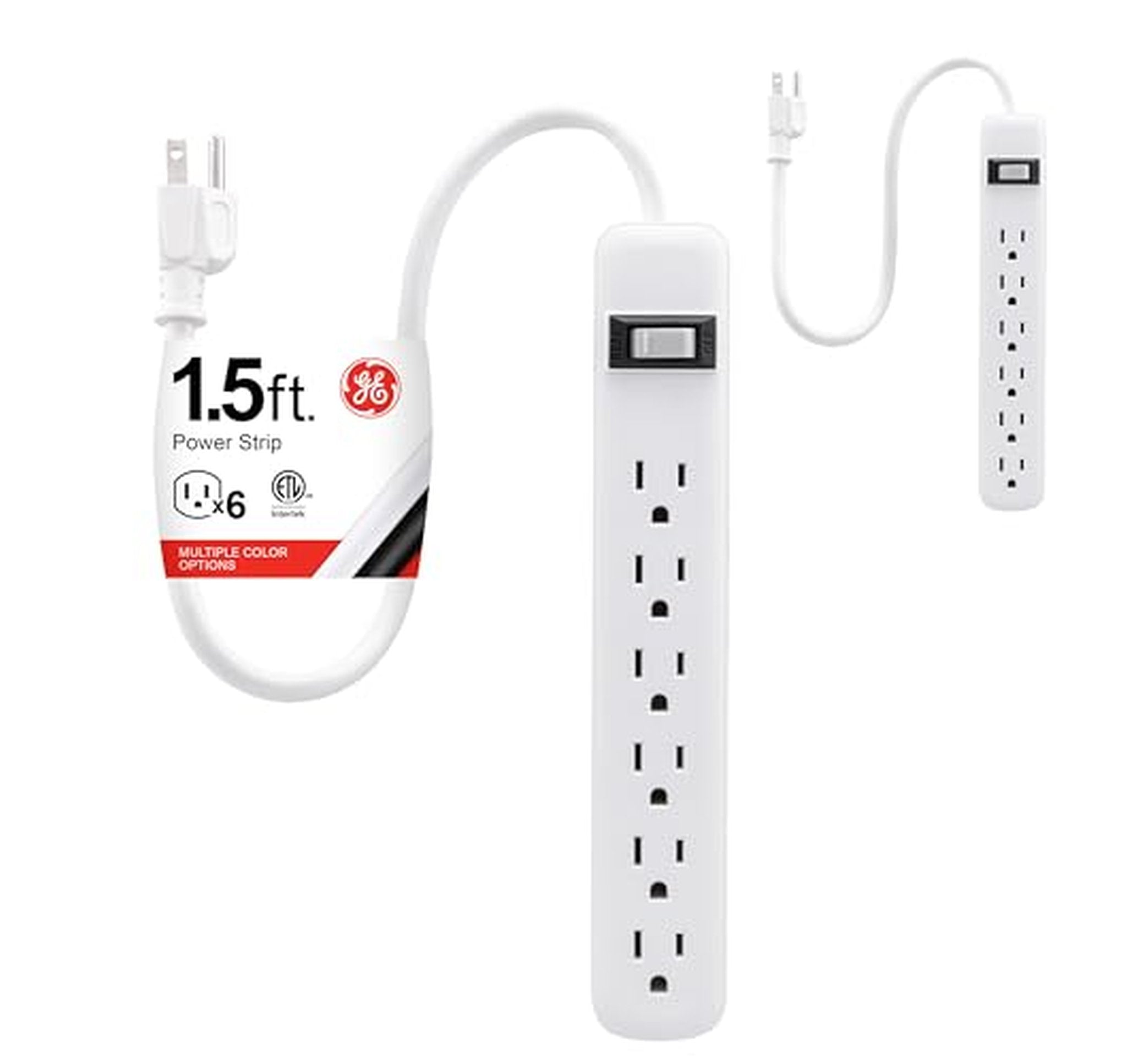 2 Pack GE 6-Outlet Power Strip with Breaker