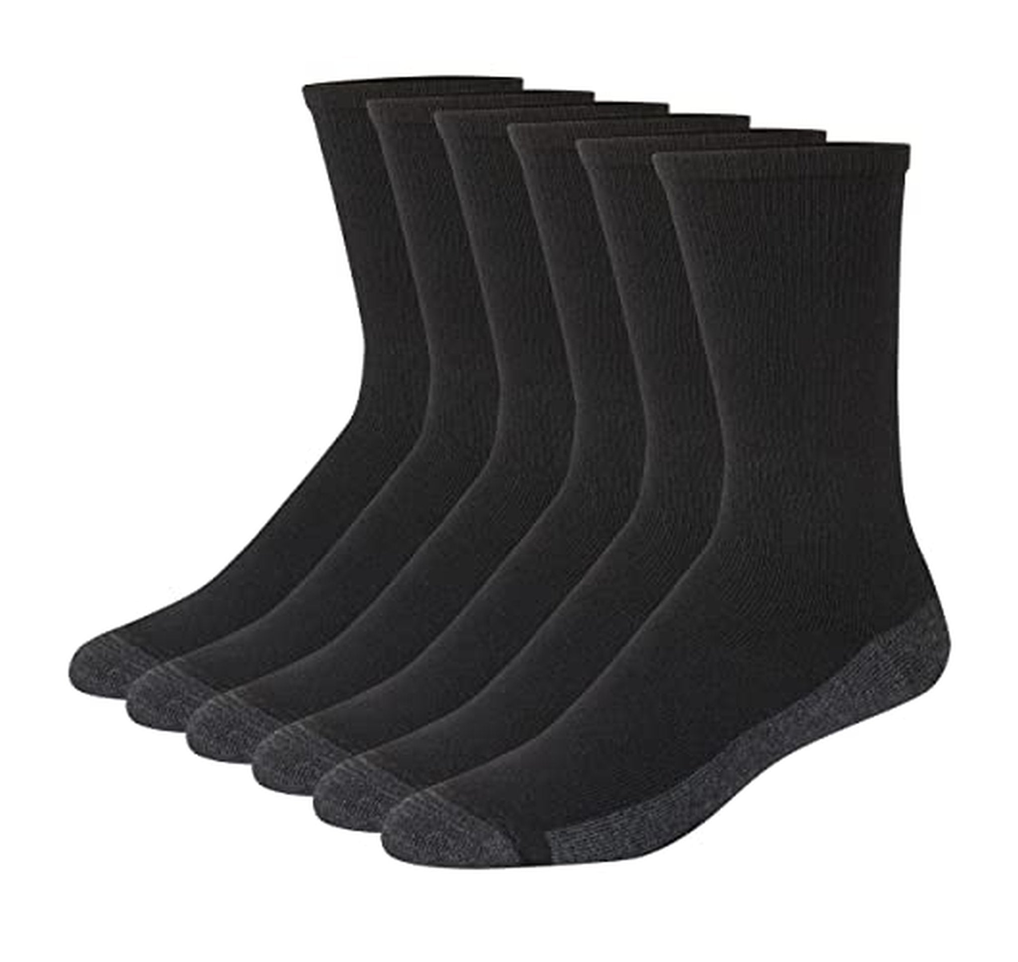 6 Pack Hanes Max Cushion Moisture Wicking Crew Socks