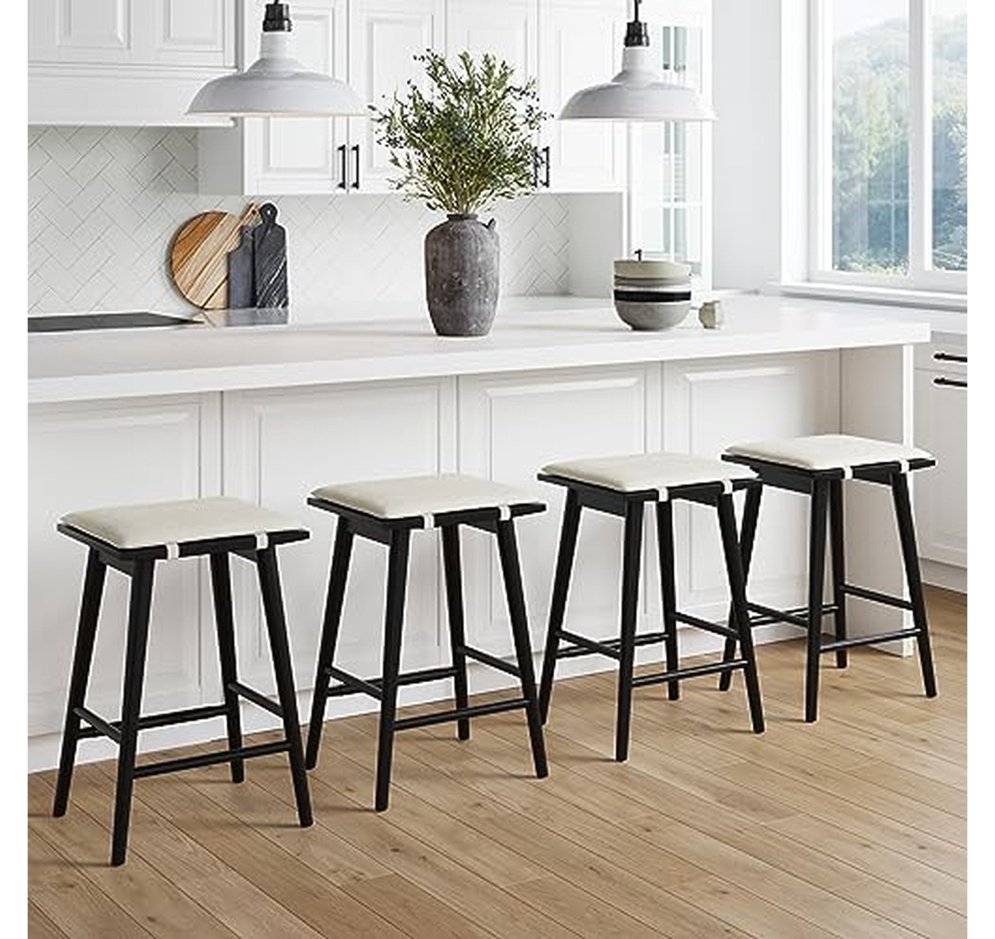 4 Pack Nathan James Upholstered Counter Height Bar Stools