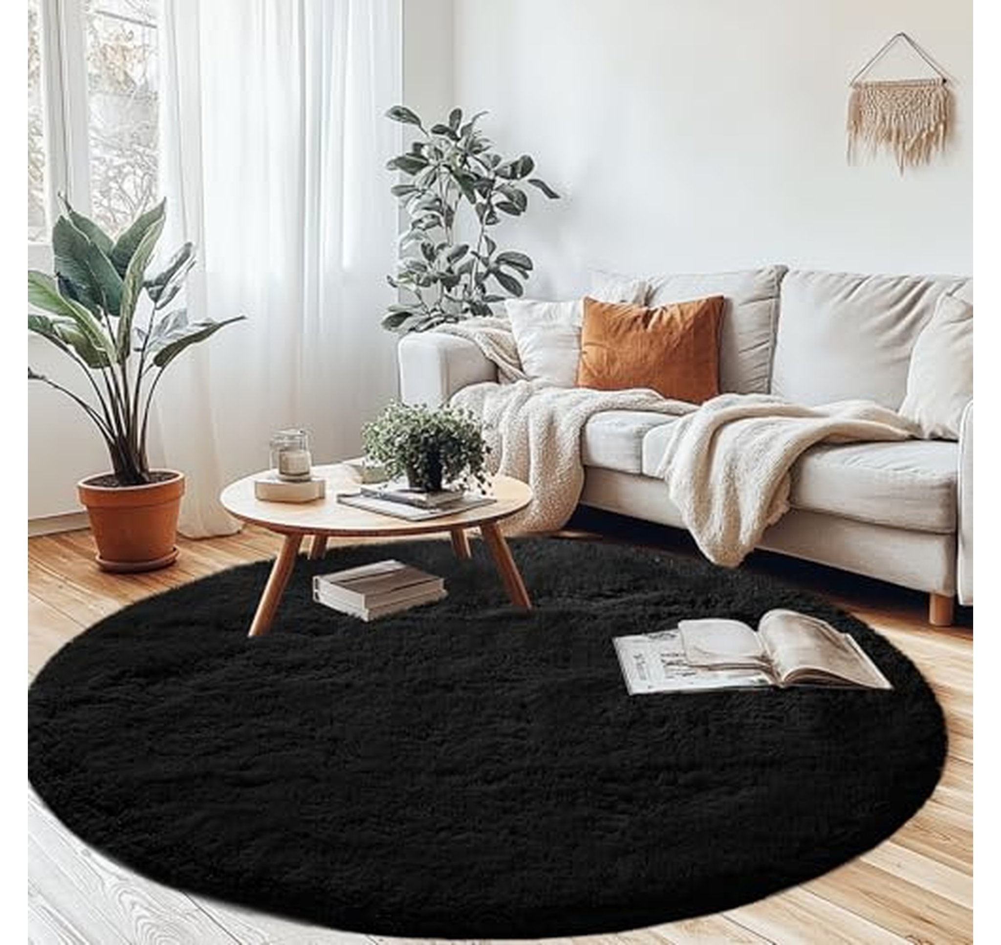 Soft Shaggy Round Area Rug 5-Foot
