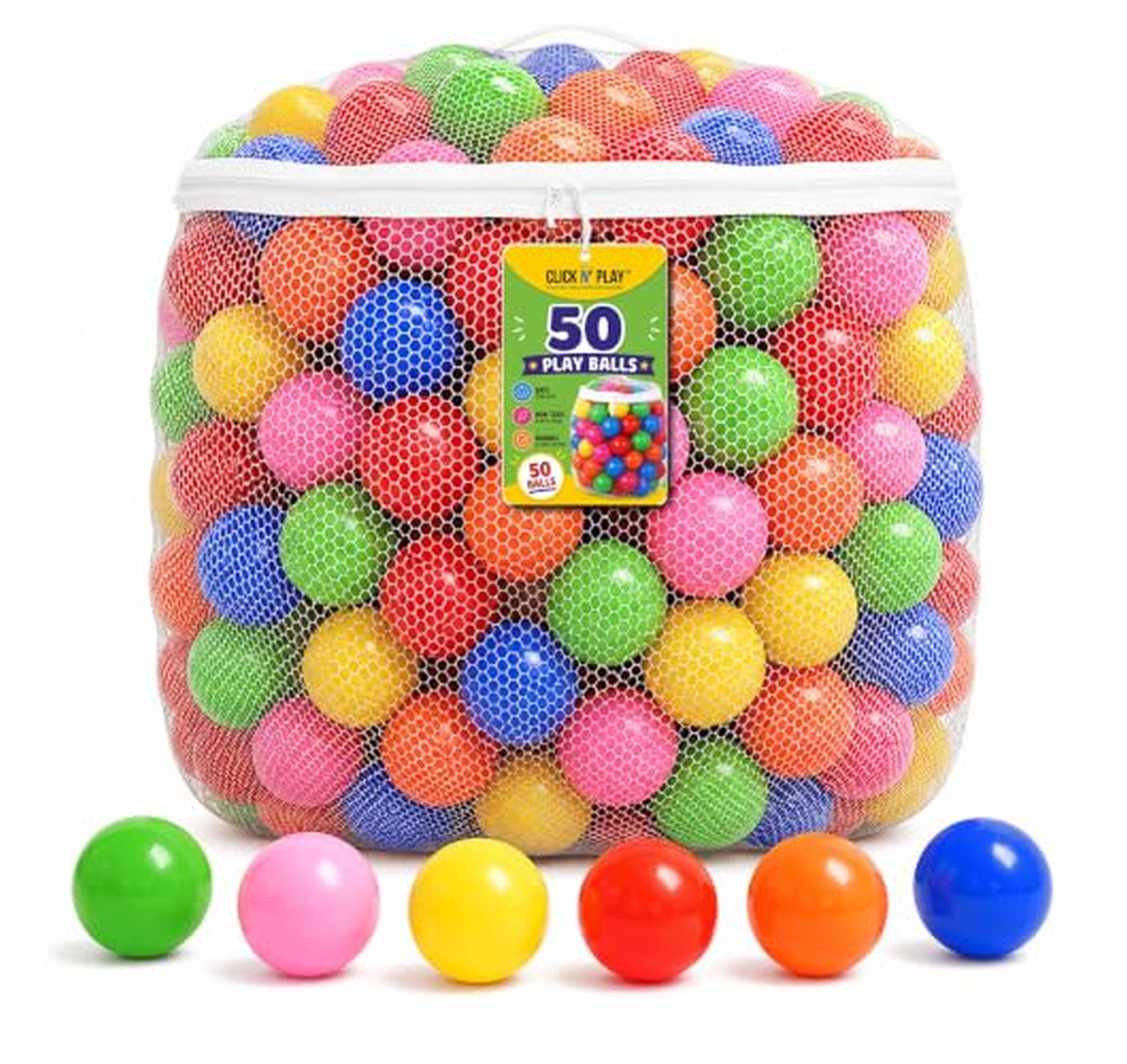 50 Pack Crush-Proof BPA-Free Plastic Ball Pit Balls