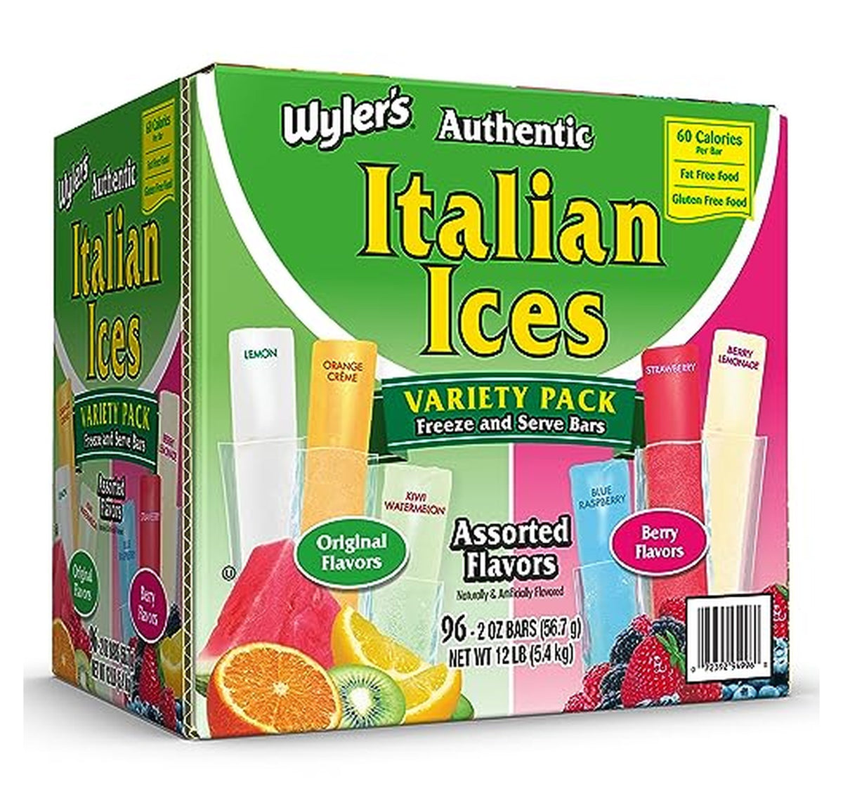 96 Count Wyler's Italian Ice Freezer Pops Variety