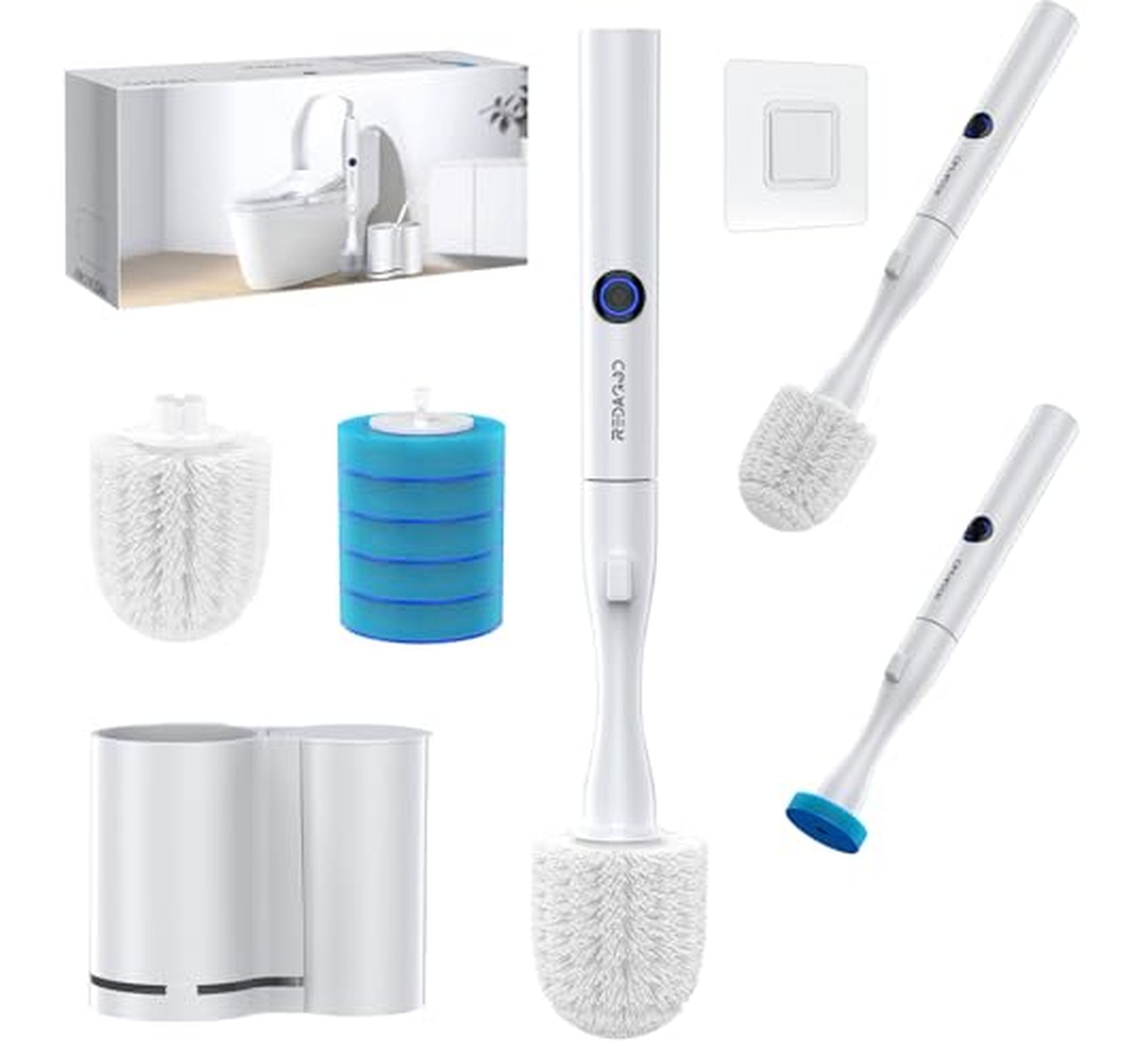 Rechargeable Electric Toilet Brush with Holder and Refills