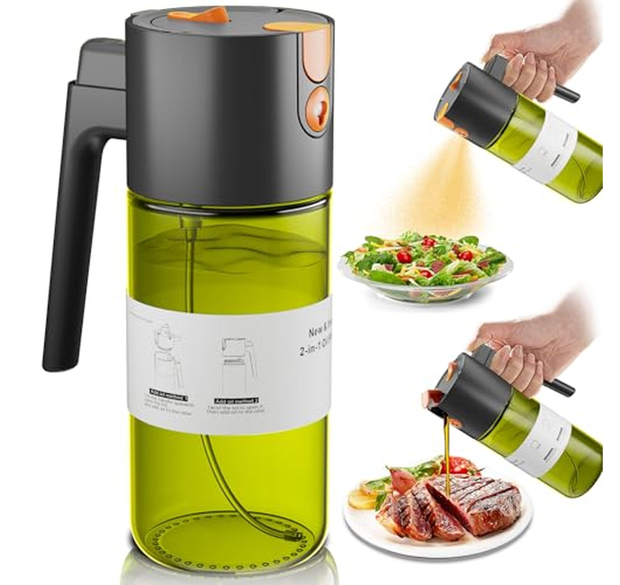 17oz Light-Blocking Glass Olive Oil Sprayer Dispenser