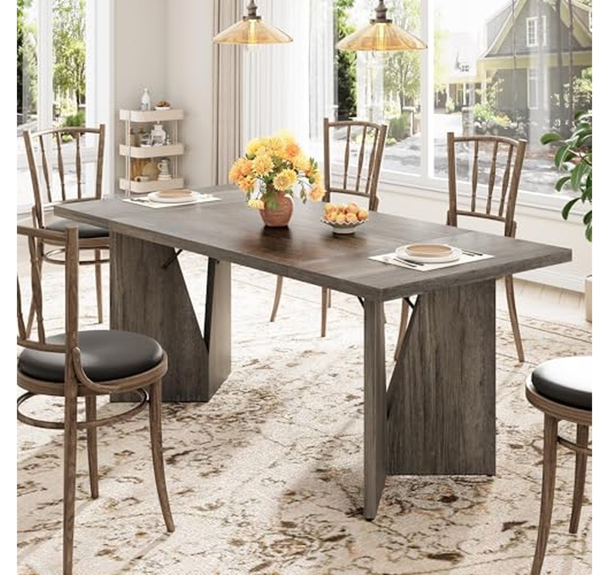 70.9-Inch Farmhouse Rectangular Dining Table for 6-8