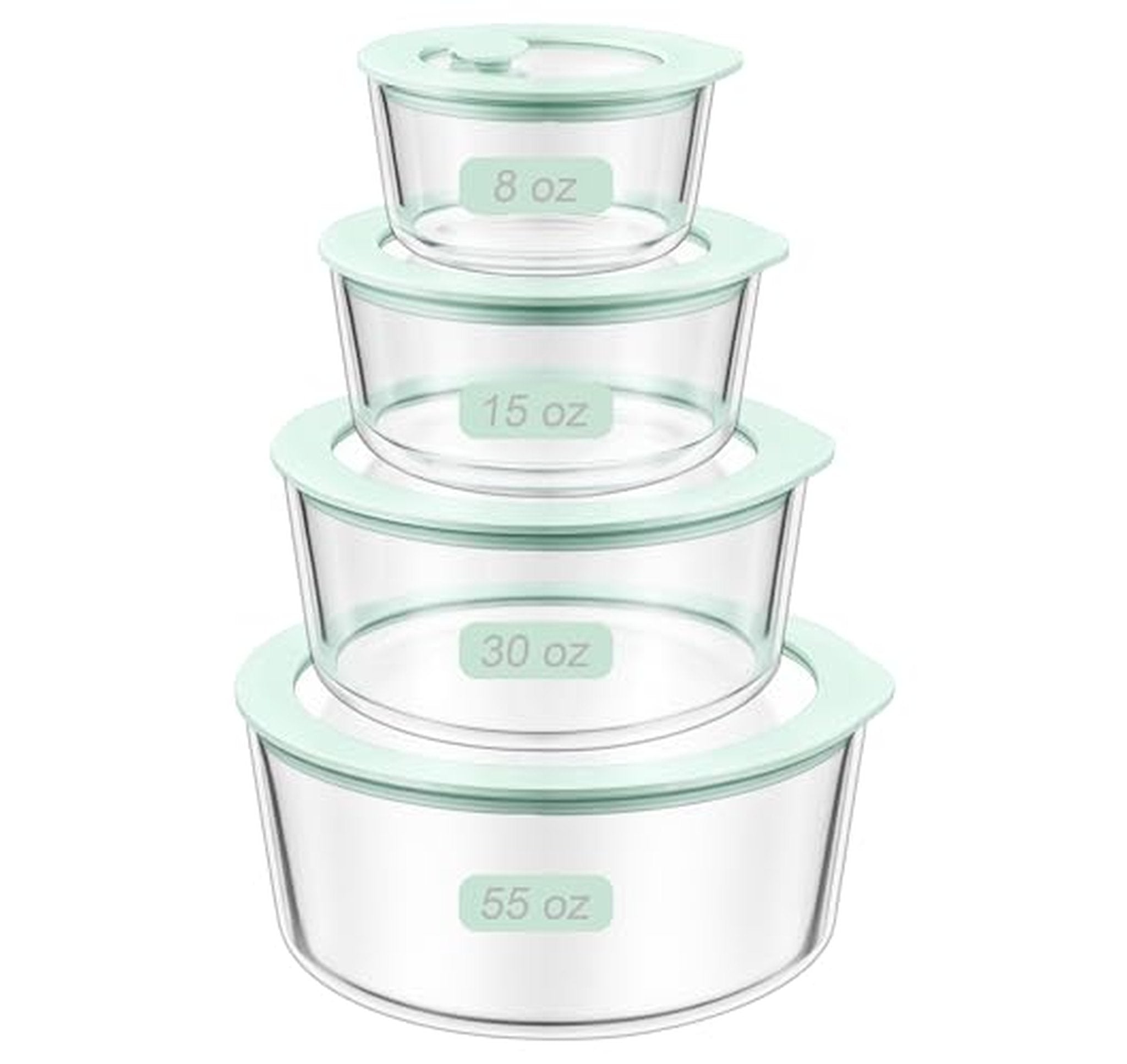 4 Pack Glass Meal Prep Containers with Glass Lids