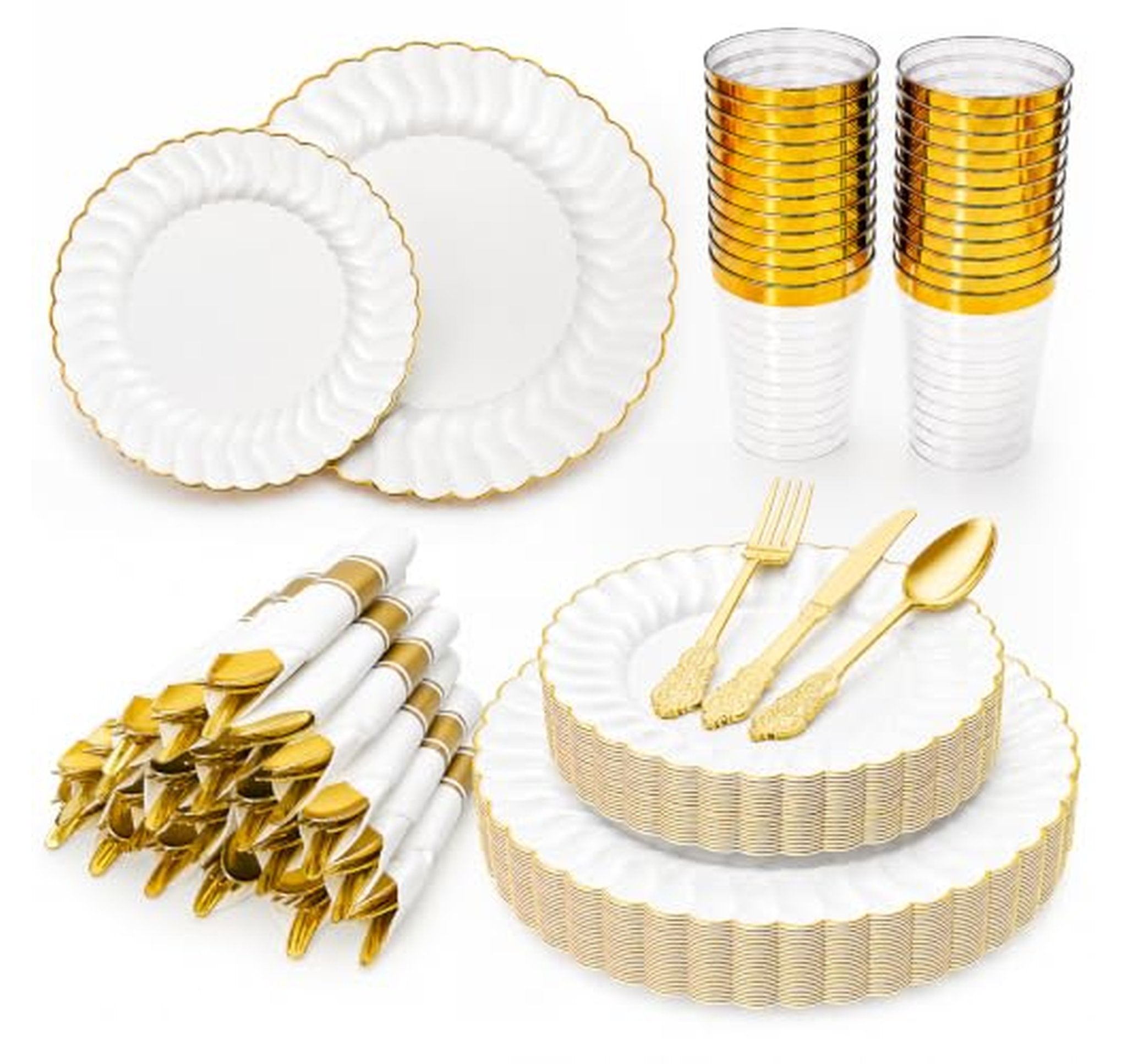 175 Count Heavy Duty Disposable Plastic Plates Set