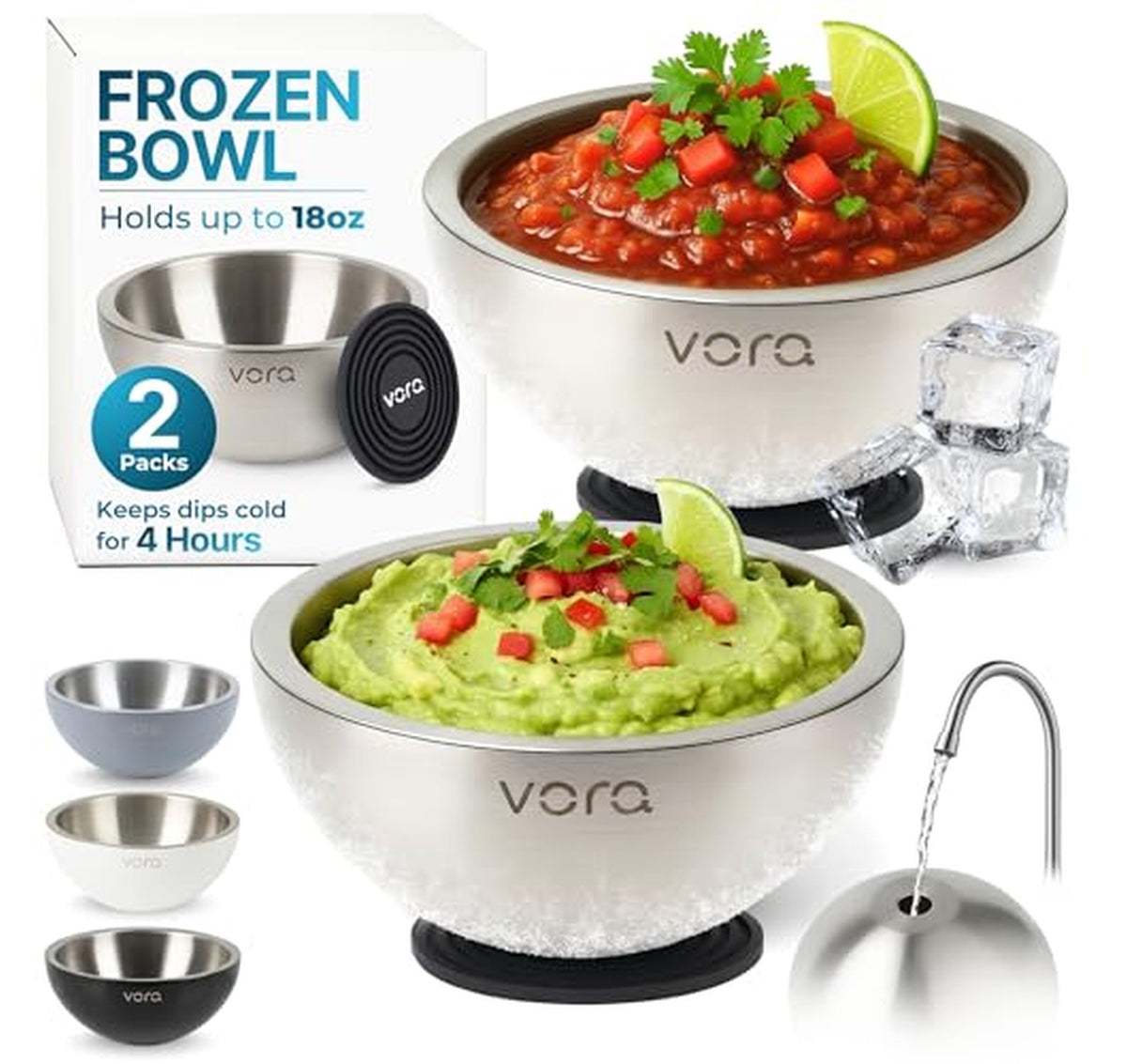 2 Pack Insulated Stainless Steel Dip Chiller Bowls
