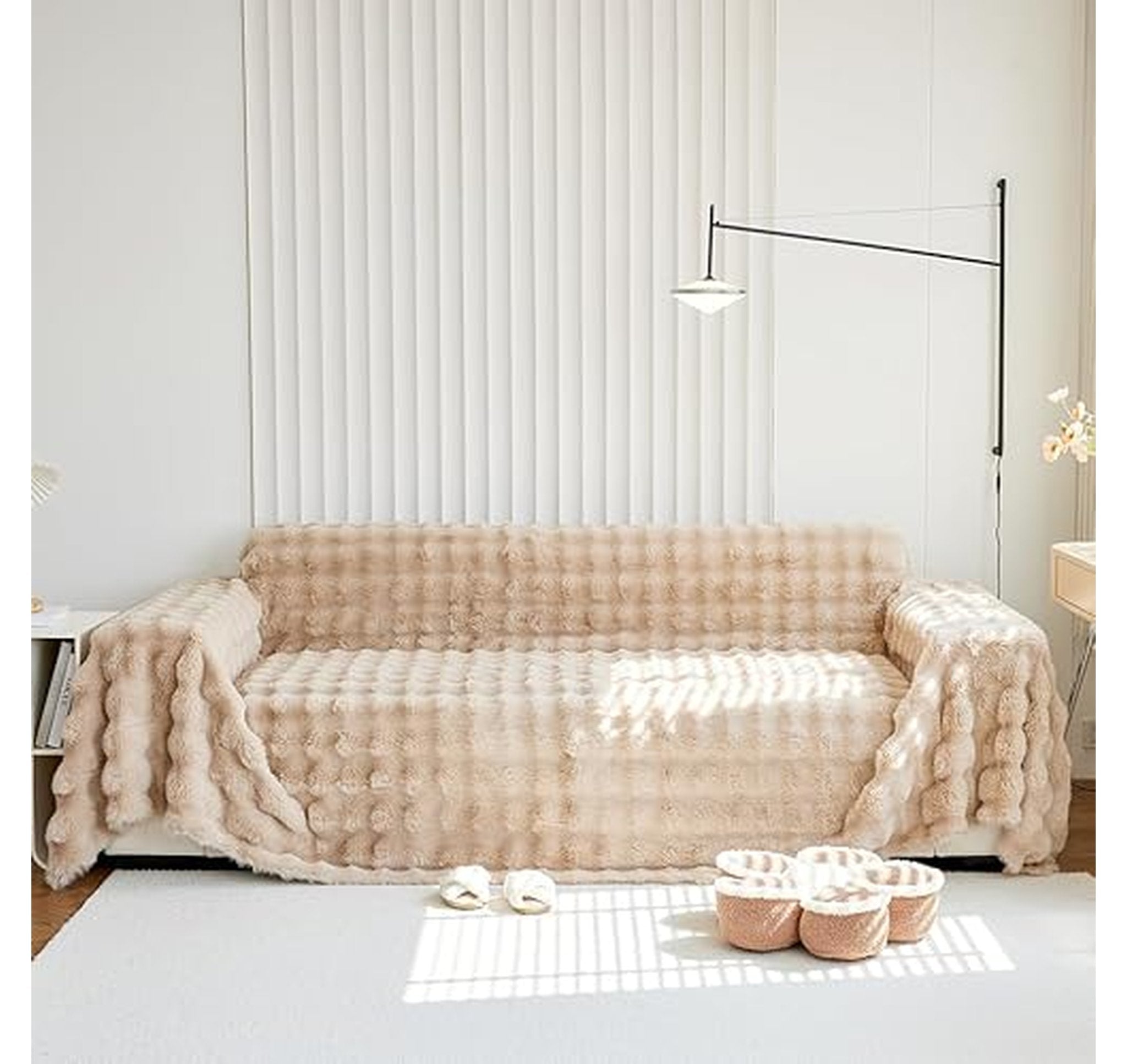 Fuzzy Faux Fur Fleece Couch and Bed Blanket