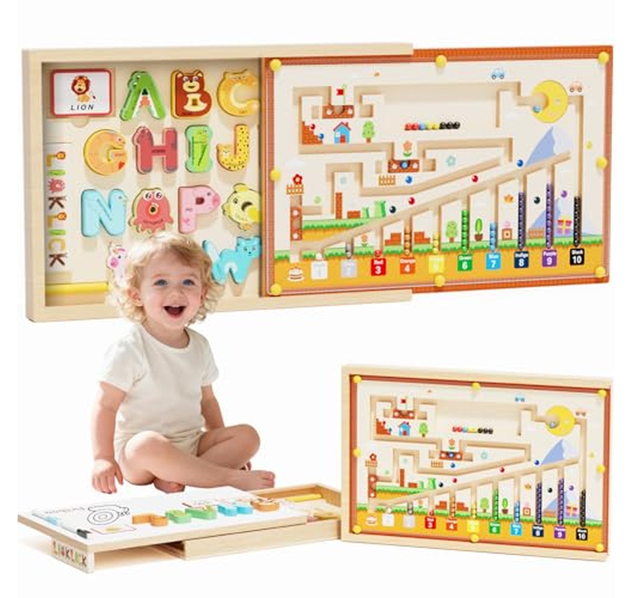 Magnetic Number Maze and Alphabet Puzzle Board