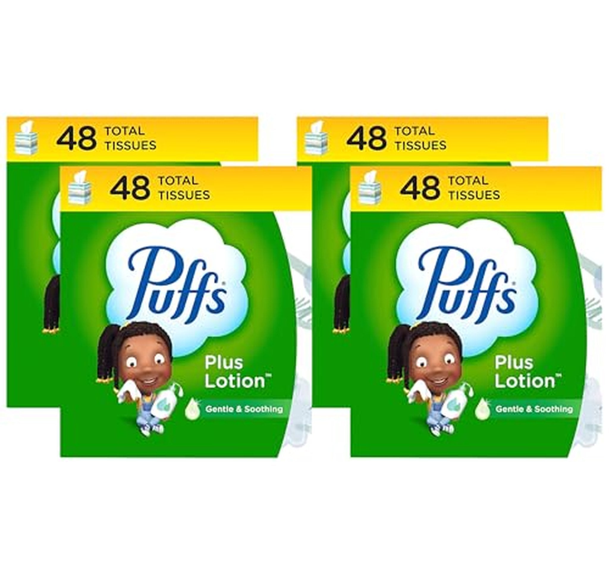 4 Pack Puffs Plus Lotion Facial Tissue Cubes