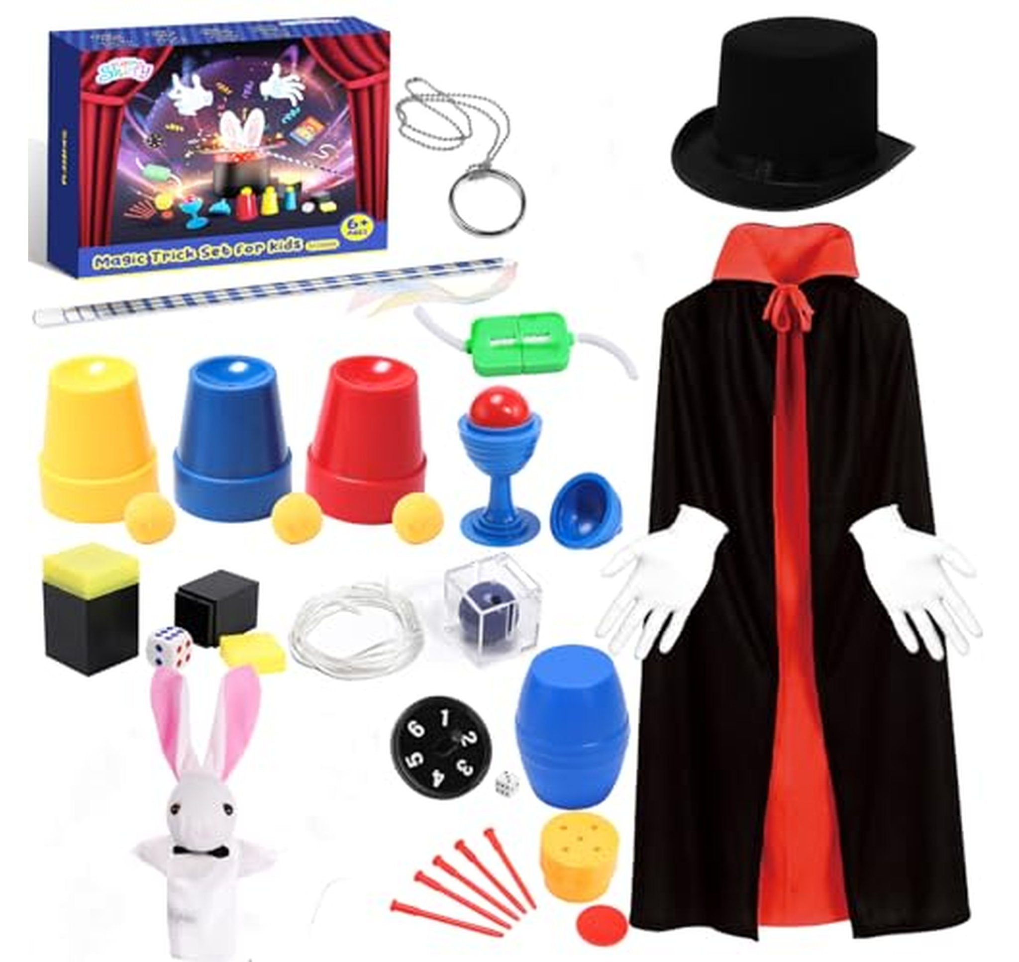 Magic Tricks Kit with Magician Costume and Wand