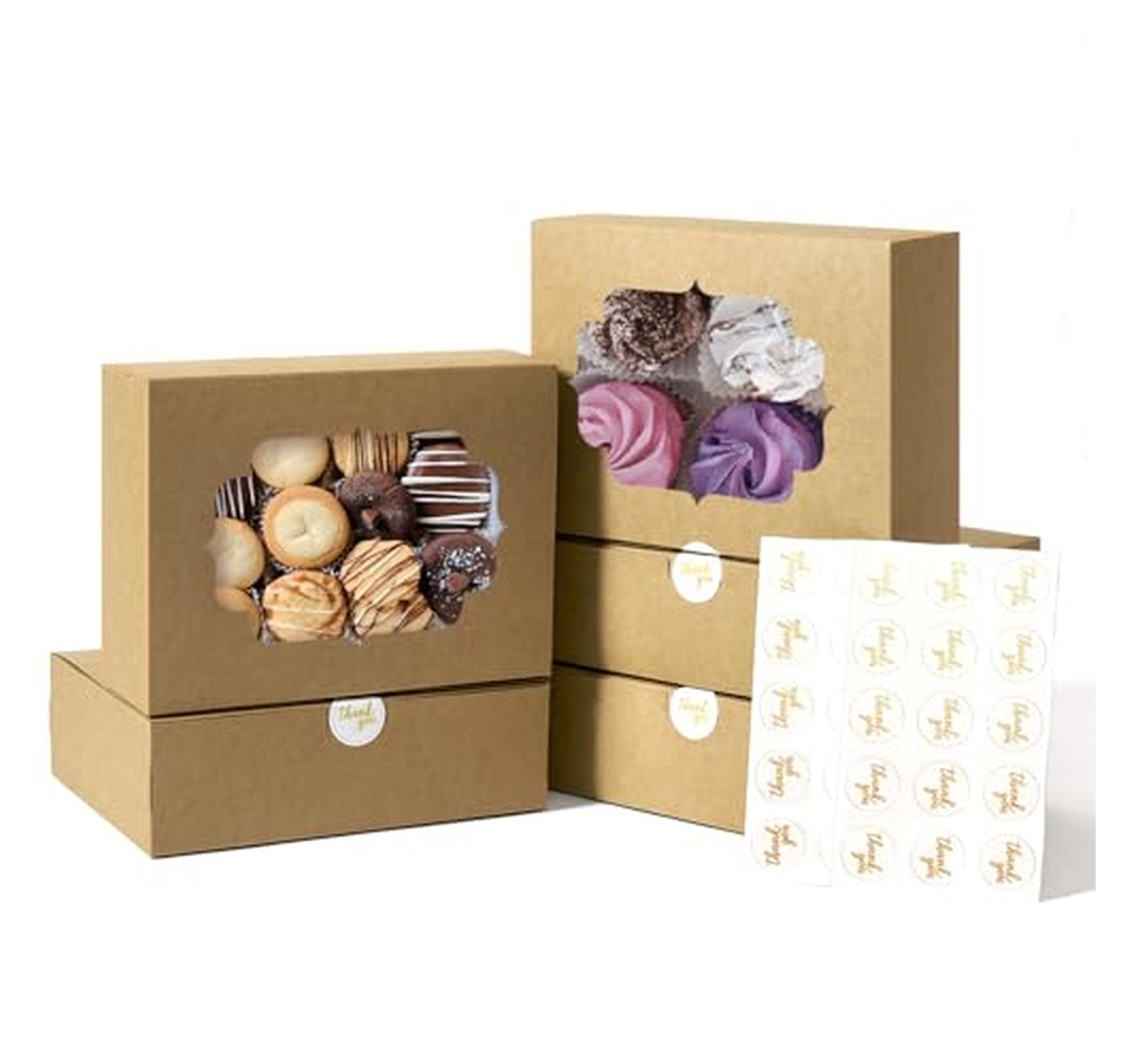 50 Pack Bakery Boxes with Window 8x6x2.5 Inch