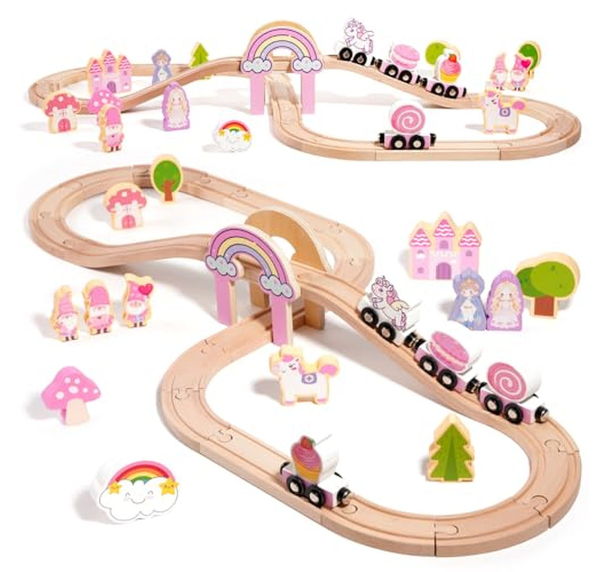 Wooden Unicorn Princess Castle Train Set