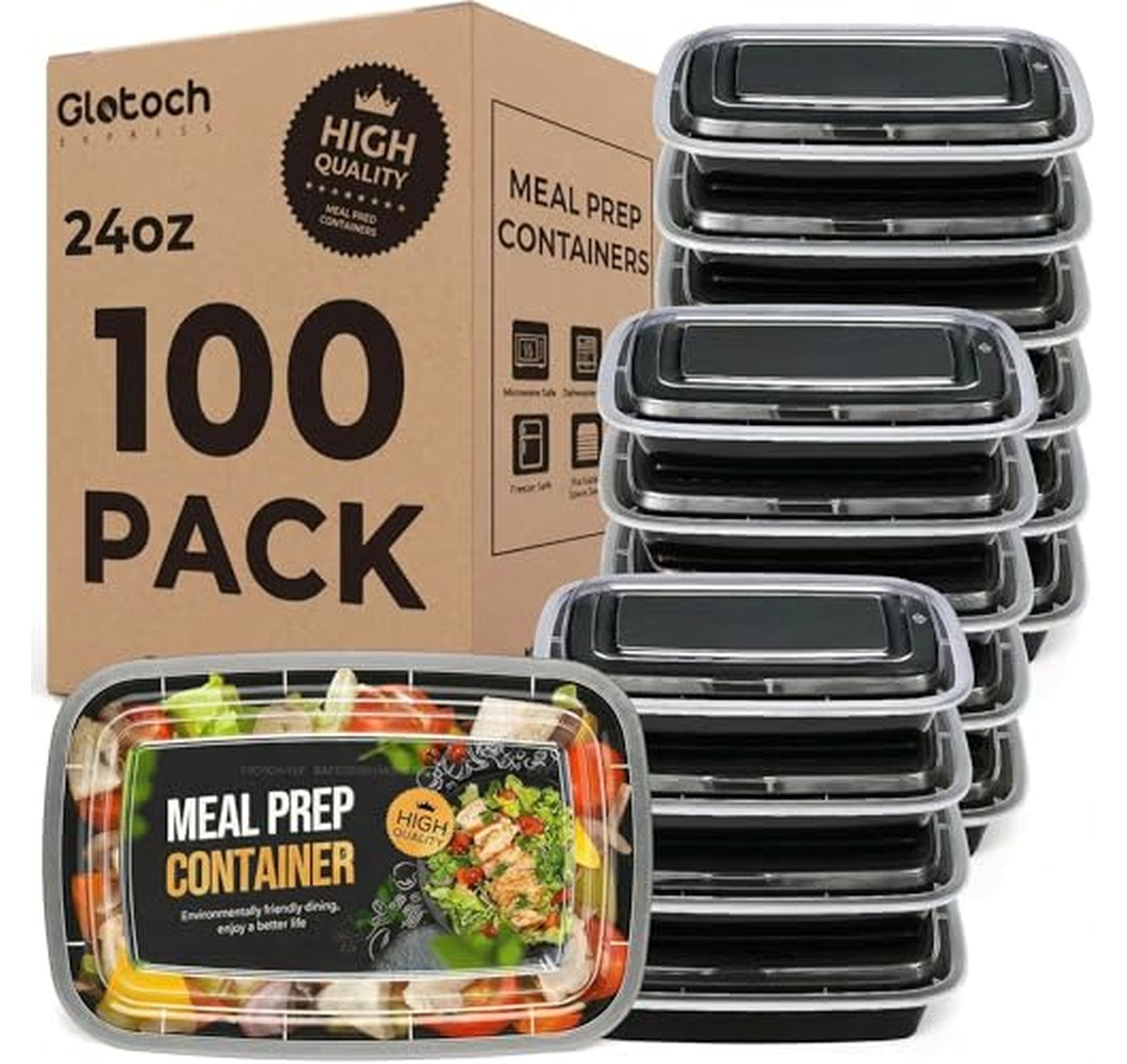 100 Pack 24oz Meal Prep Food Containers with Lids