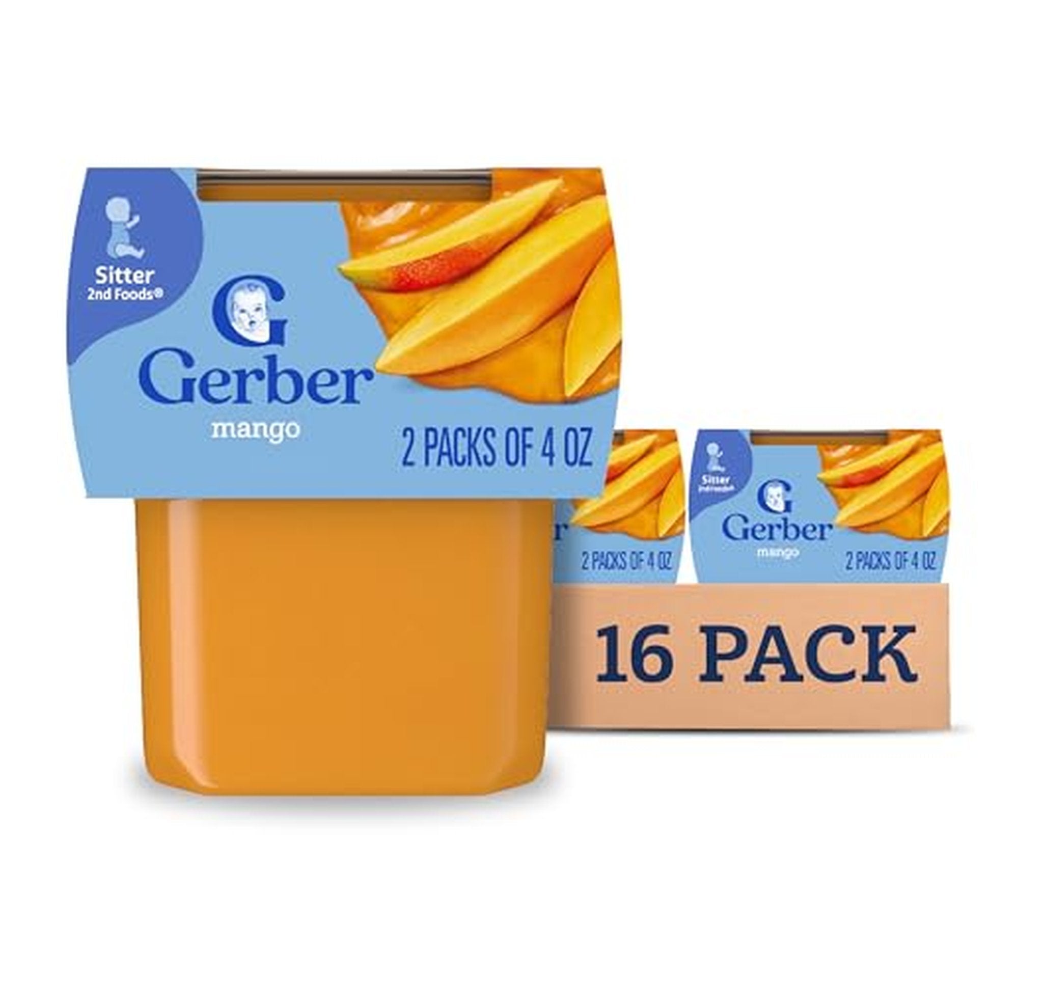 8 Pack Gerber Mango Baby Food Puree Tubs