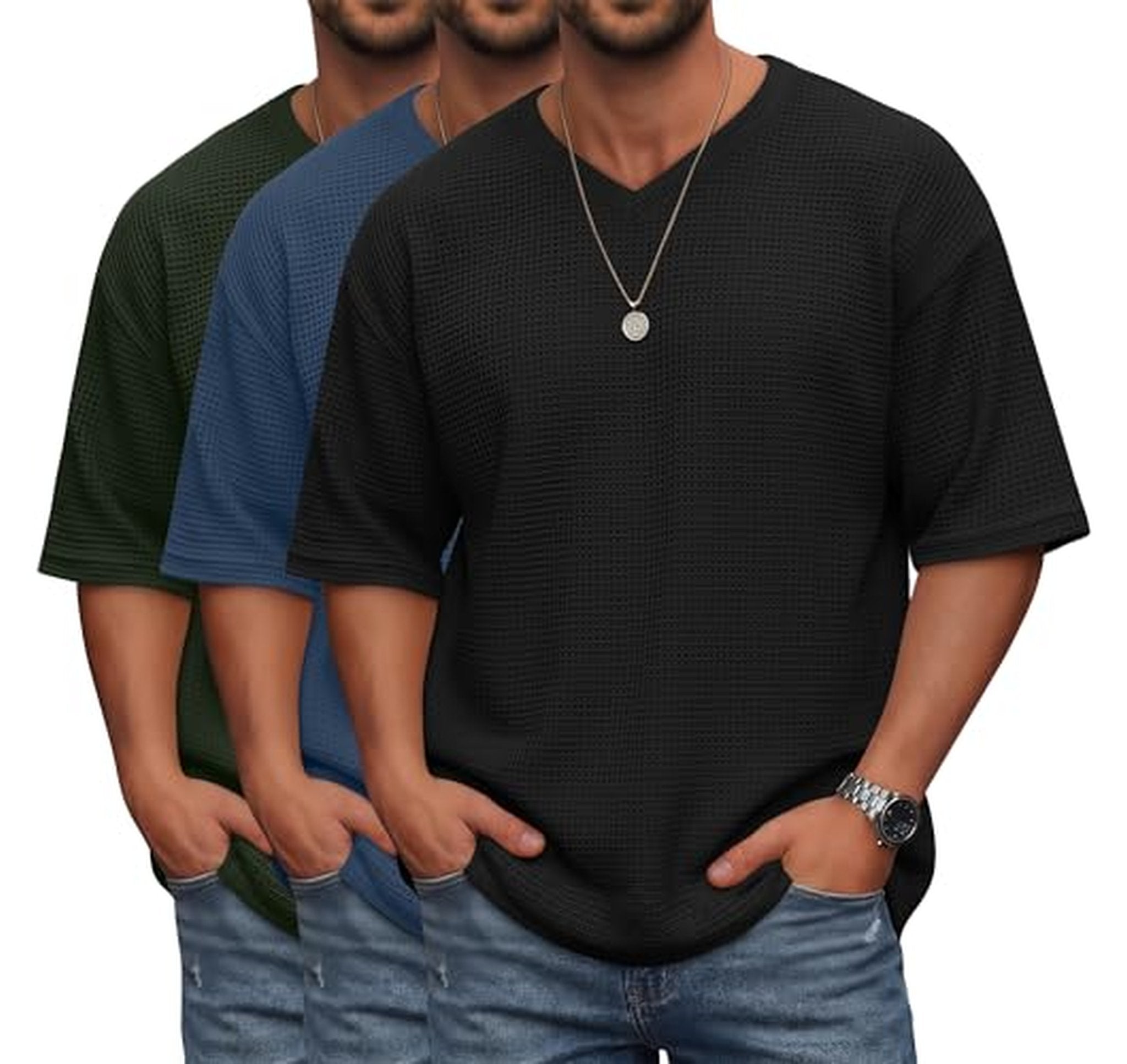 3 Pack Waffle Knit T-Shirts