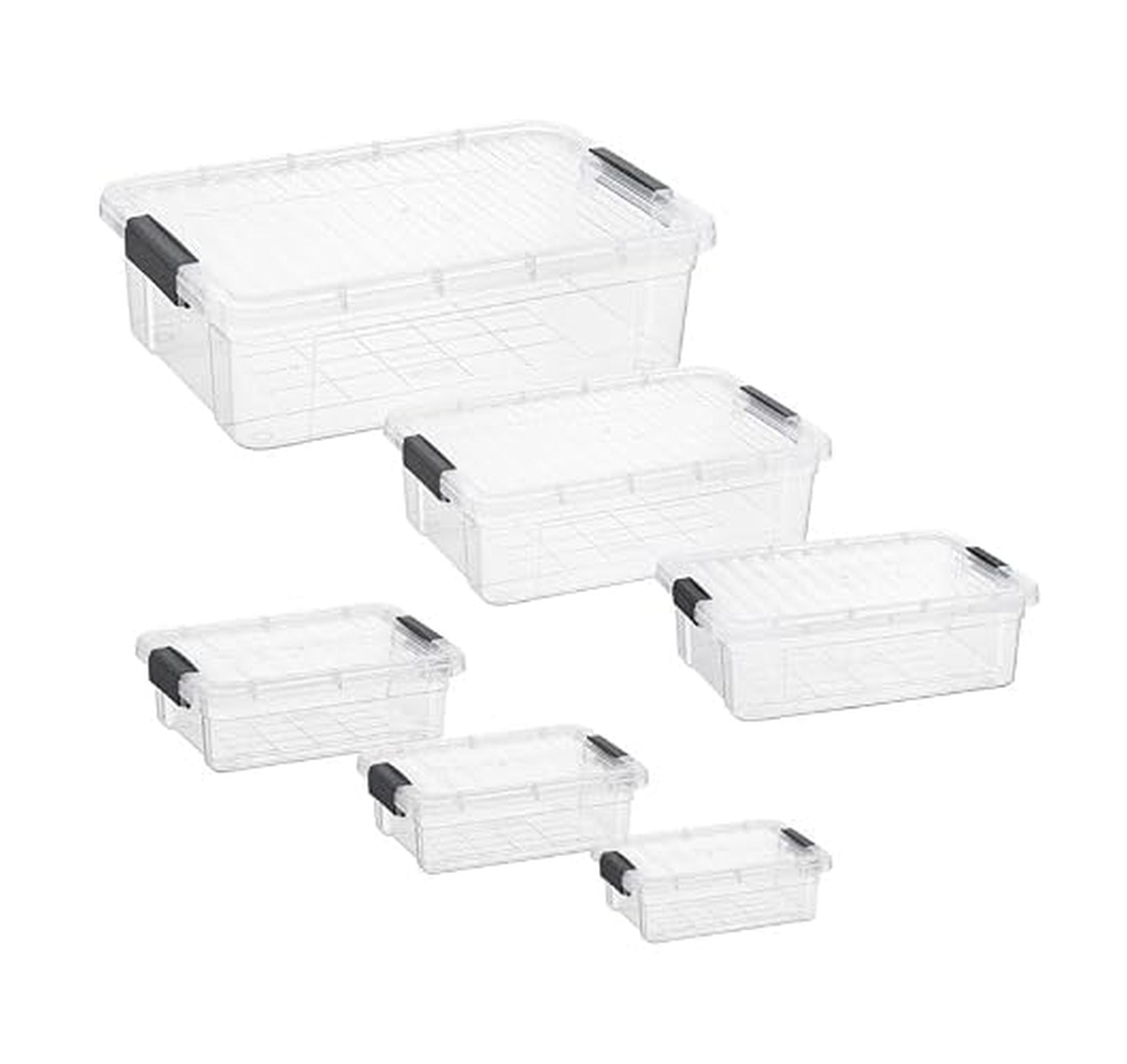 6 Pack Clear Plastic Storage Bins with Lids